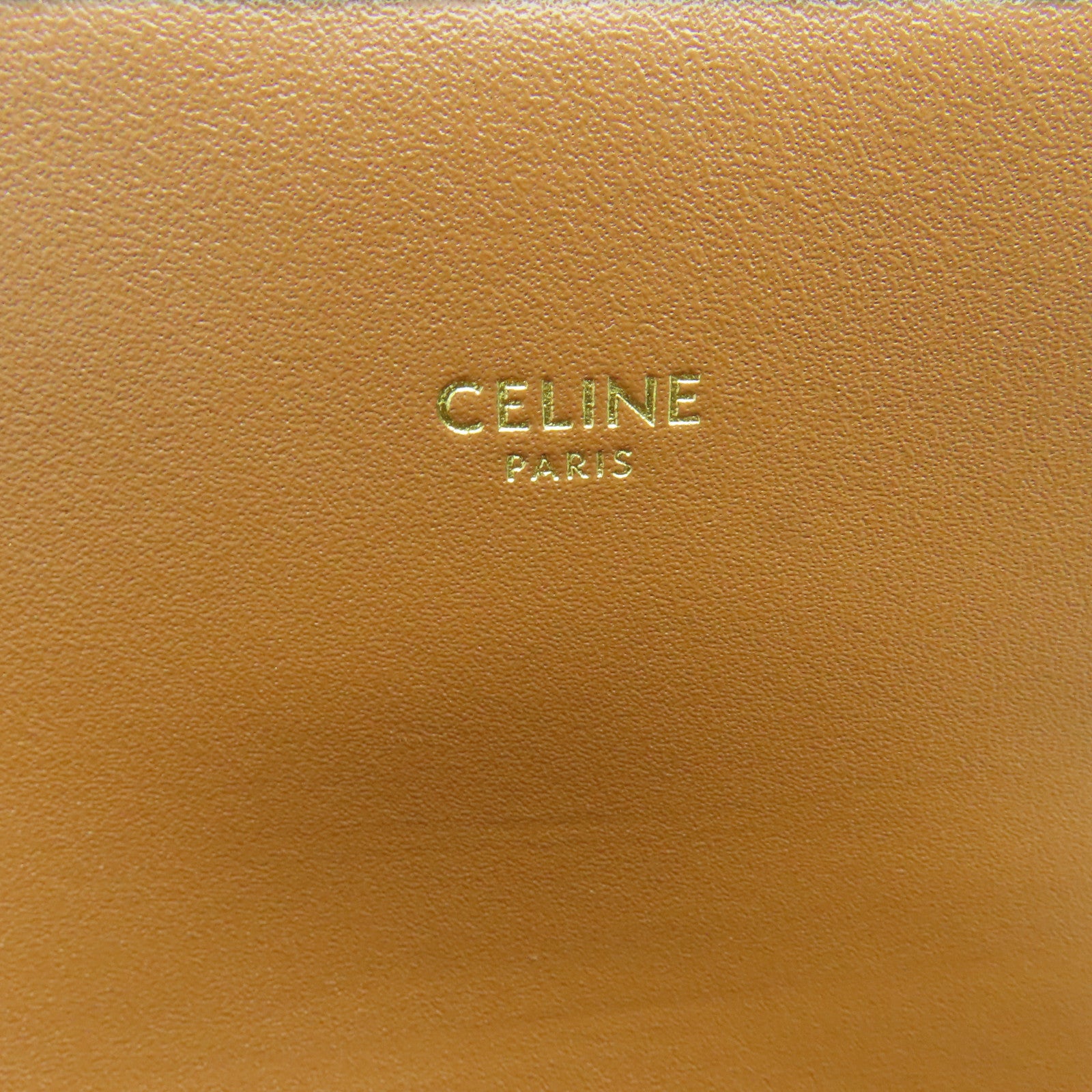 CELINE 帆布/牛皮皮革Triomphe金扣肩背袋米色/啡色