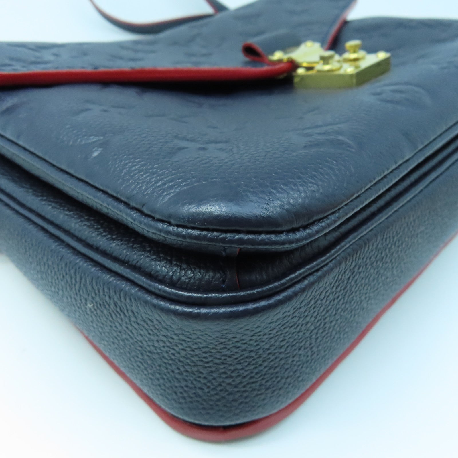 LOUIS VUITTON Monogram Empreinte Pochette Metis金扣手挽肩背兩用袋藍色