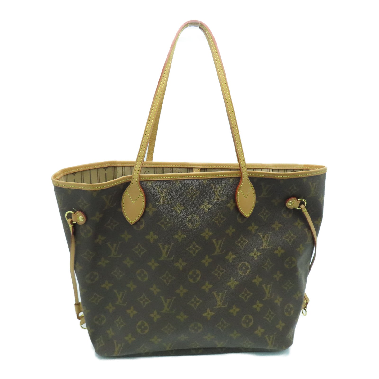 LOUIS VUITTON Monogram Neverfull MM金扣手挽袋啡色