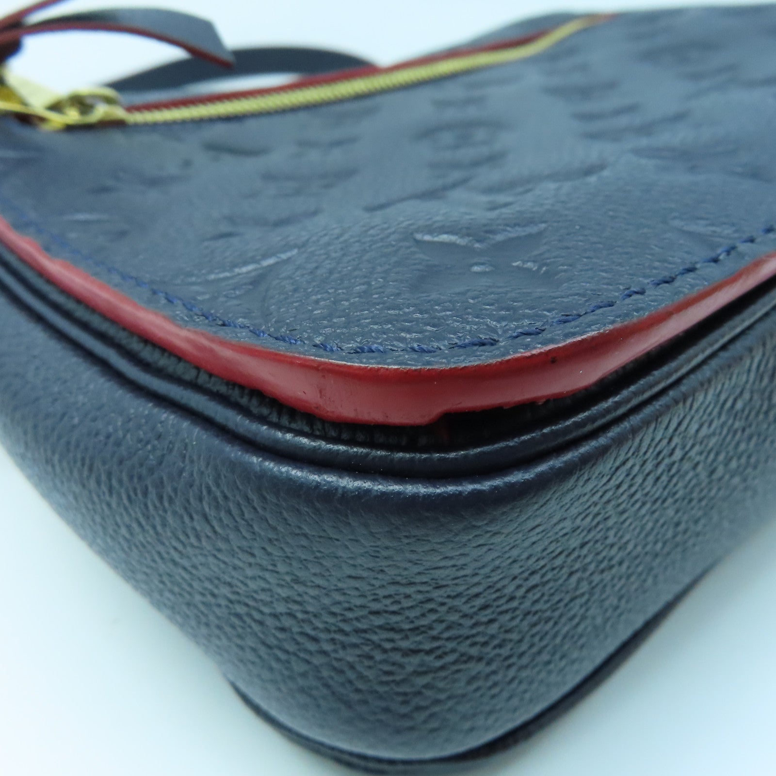 LOUIS VUITTON Monogram Empreinte Pochette Metis金扣手挽肩背兩用袋藍色
