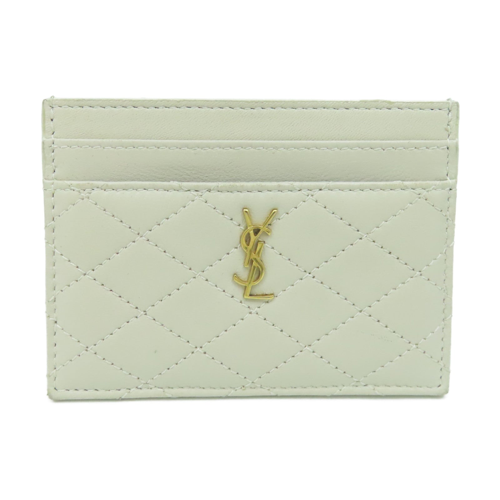 SAINT LAURENT 牛皮皮革Card Case卡片套米白色