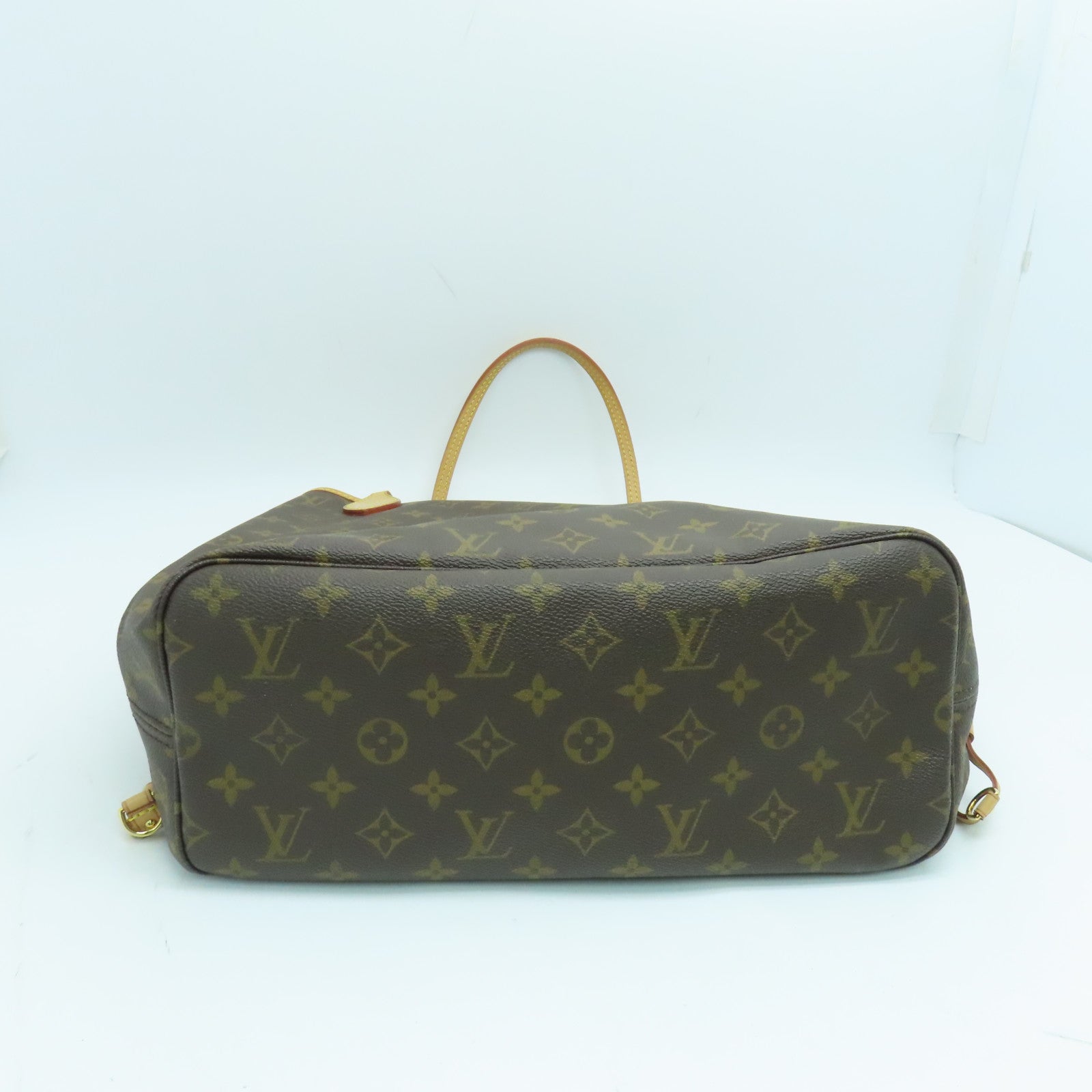 LOUIS VUITTON Monogram Neverfull MM金扣手挽袋啡色