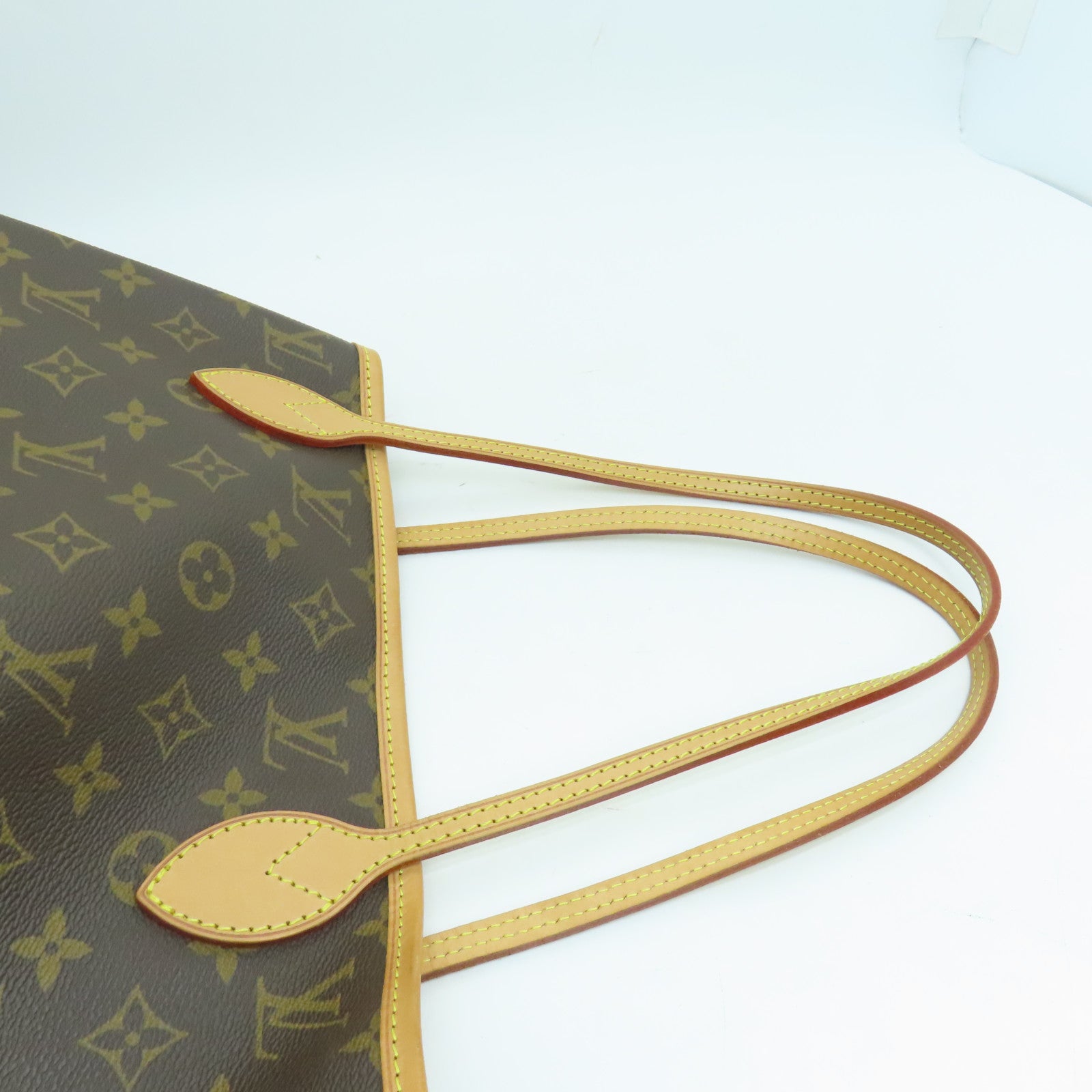 LOUIS VUITTON Monogram Neverfull MM金扣手挽袋啡色