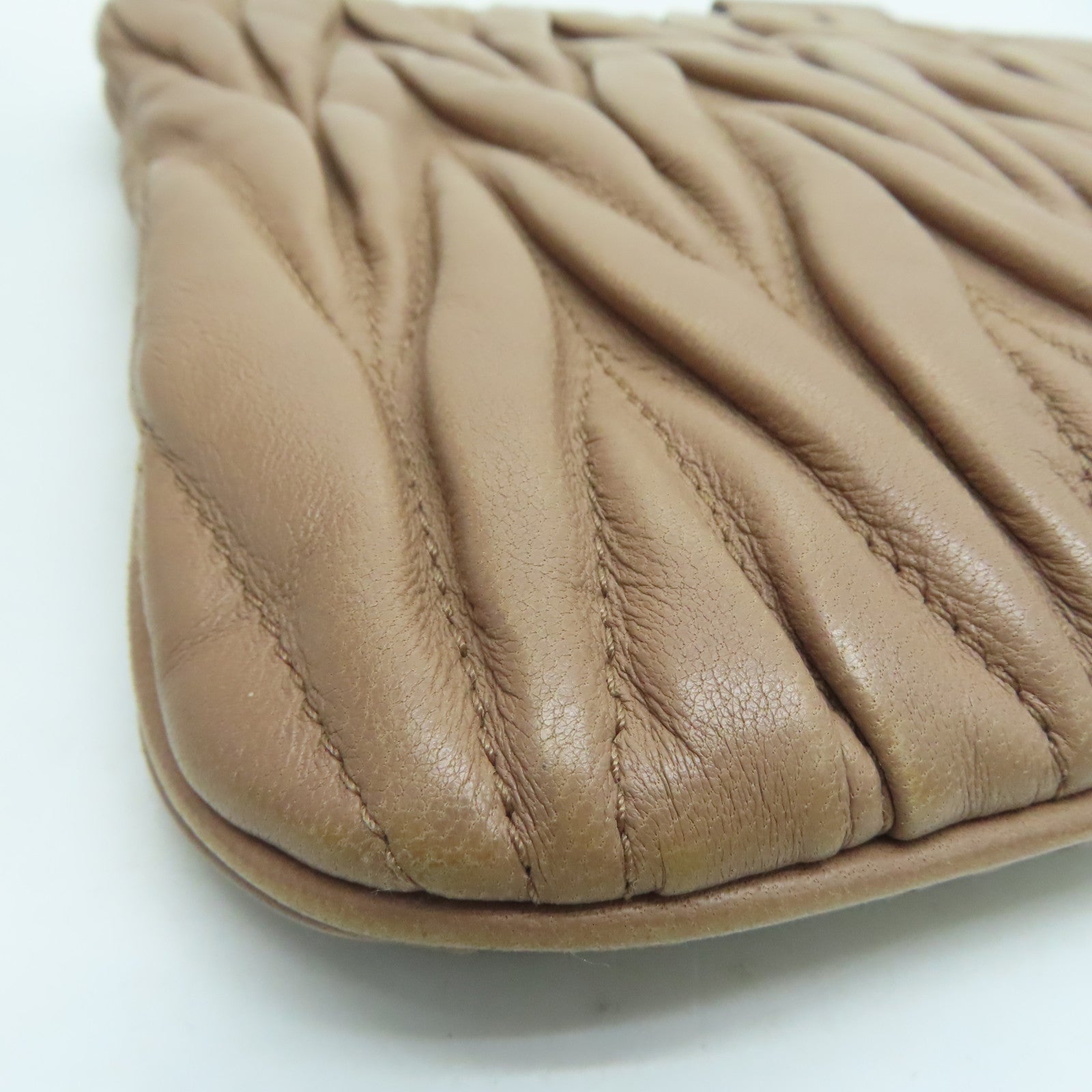 Miu Miu Calfskin Leather Clutch Bag Gold Buckle Clutch Dark Pink
