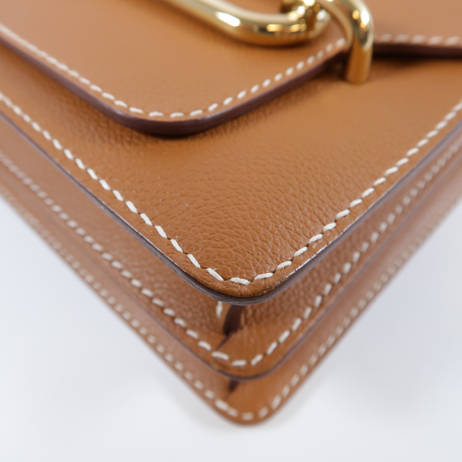 HERMES Evercolor皮革Roulis 23金扣肩背袋Gold經典駝色