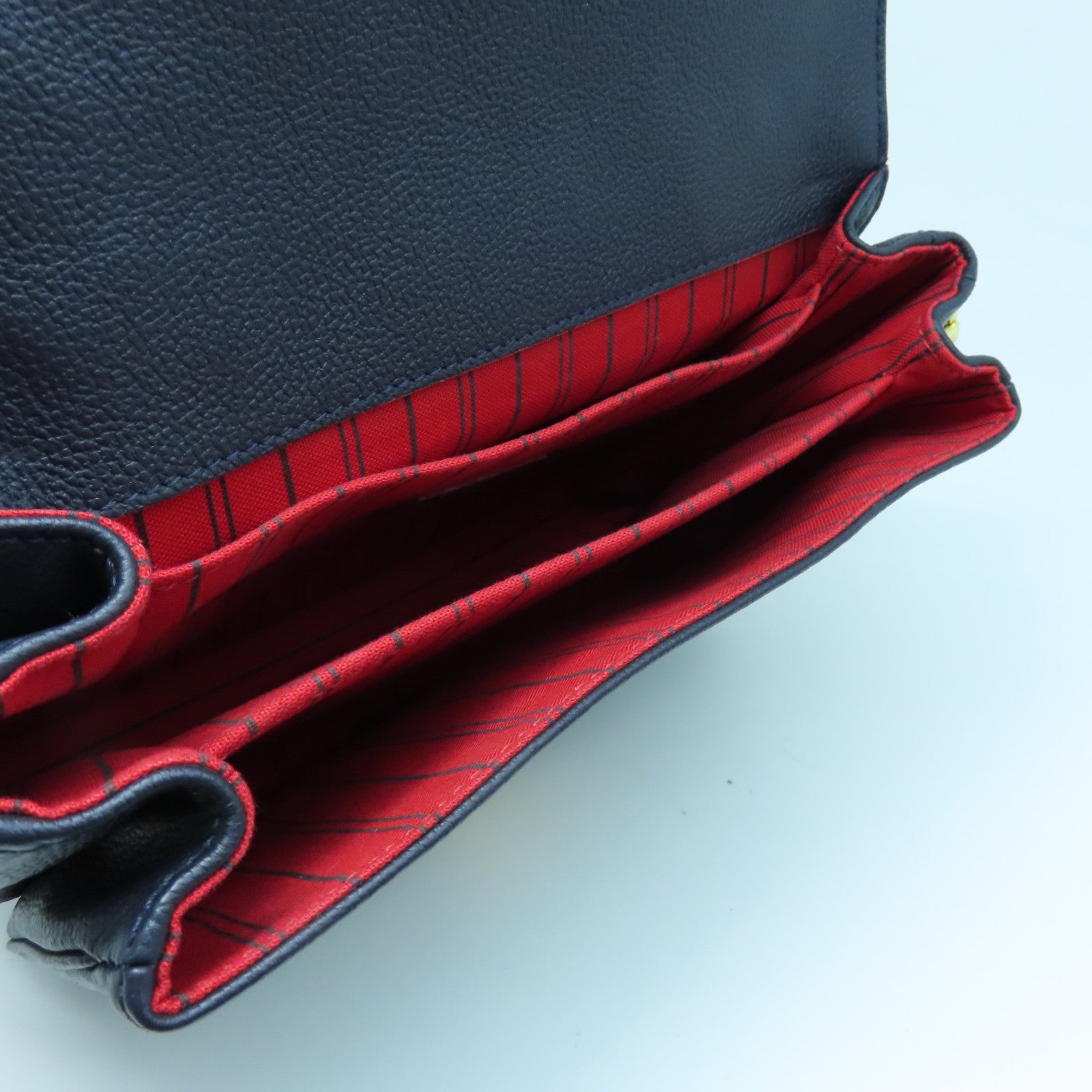 LOUIS VUITTON Monogram Empreinte Pochette Metis金扣手挽肩背兩用袋藍色