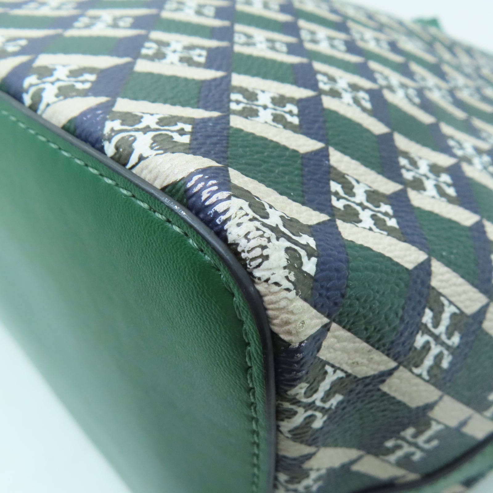 Tory Burch 塗層帆布Tote Bag金扣手挽袋綠色