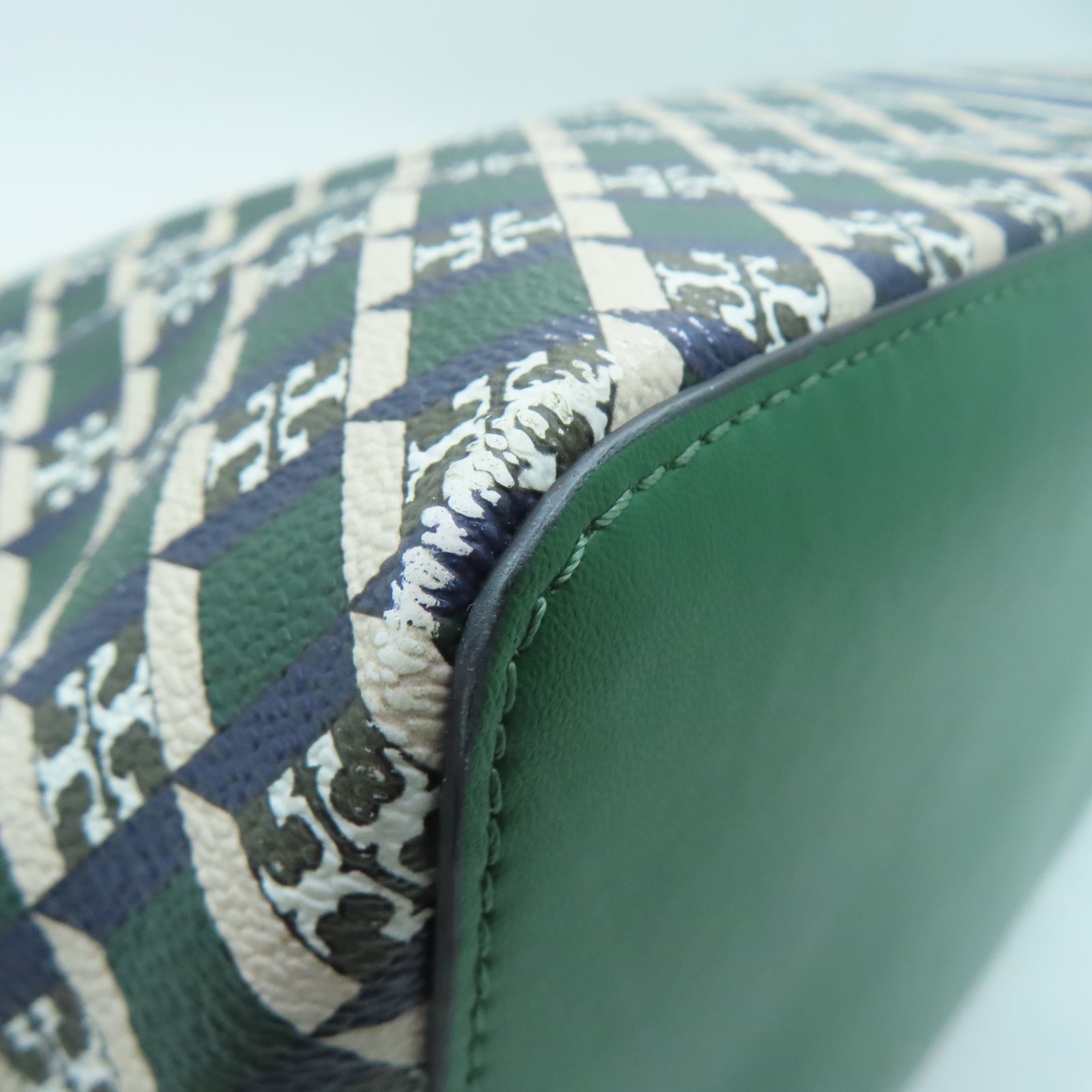 Tory Burch 塗層帆布Tote Bag金扣手挽袋綠色