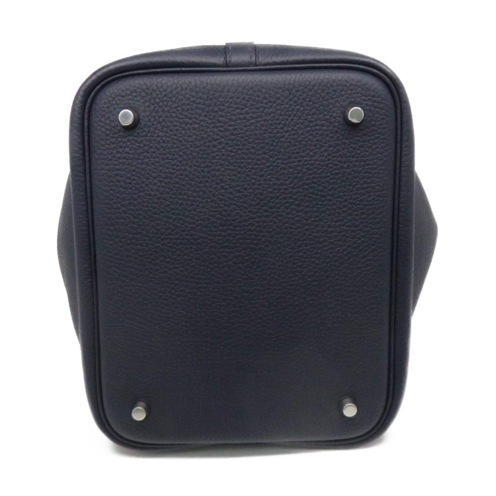 HERMES Swift Leather Picotin MM Tote Bag Silver Buckle Handle Bag Bleu Nuit/Bleu Frace Blue