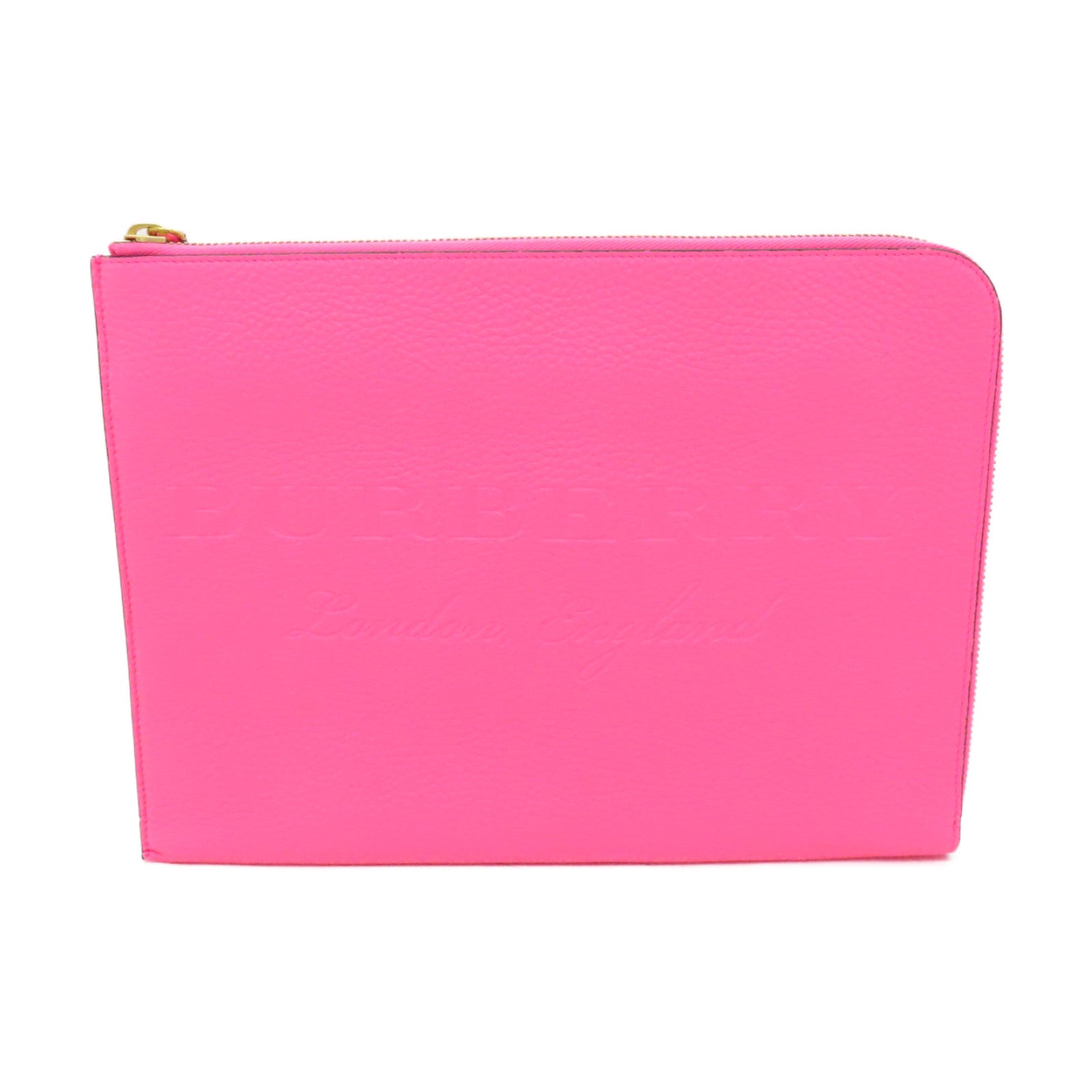 BURBERRY 牛皮皮革Clutch Bag金扣手拿包粉紅色