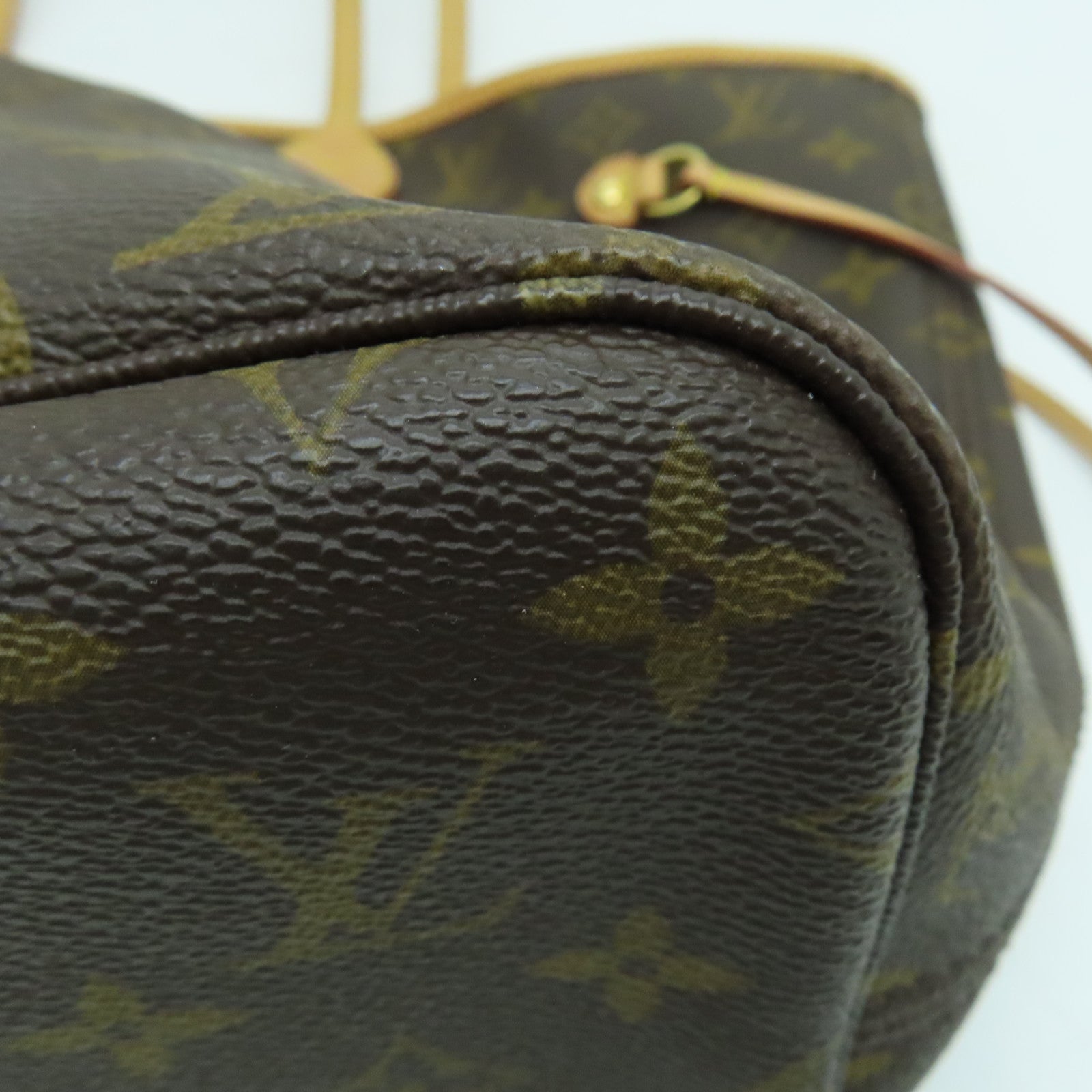 LOUIS VUITTON Monogram Neverfull MM金扣手挽袋啡色