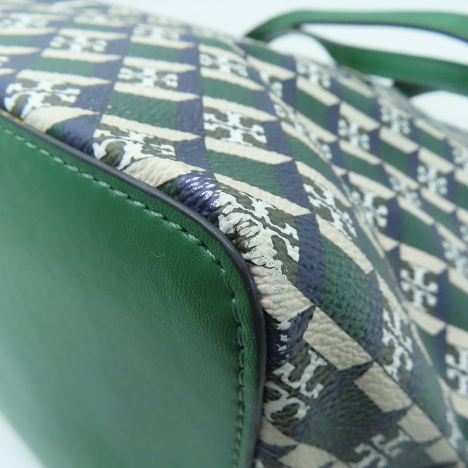 Tory Burch 塗層帆布Tote Bag金扣手挽袋綠色