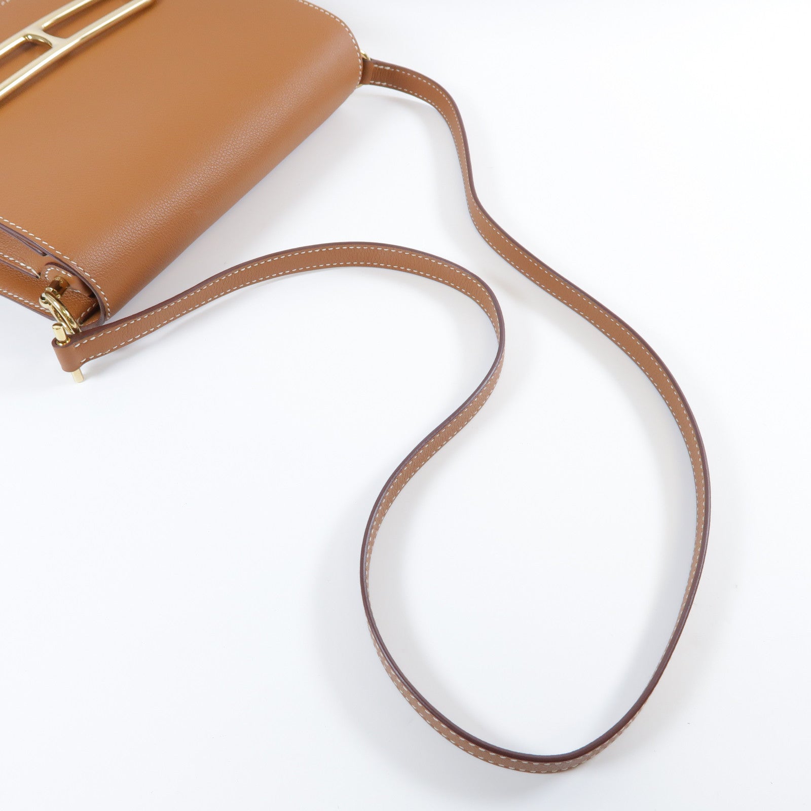 HERMES Evercolor皮革Roulis 23金扣肩背袋Gold經典駝色