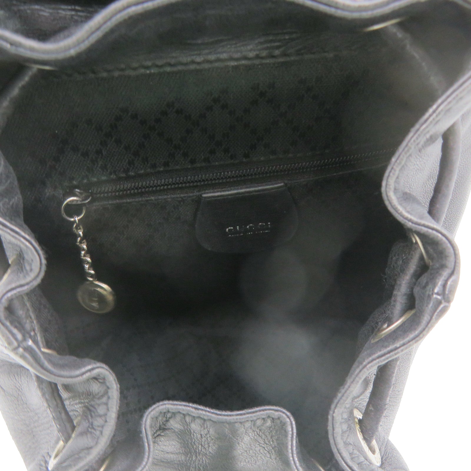 GUCCI 牛皮皮革Backpack銀扣背包黑色