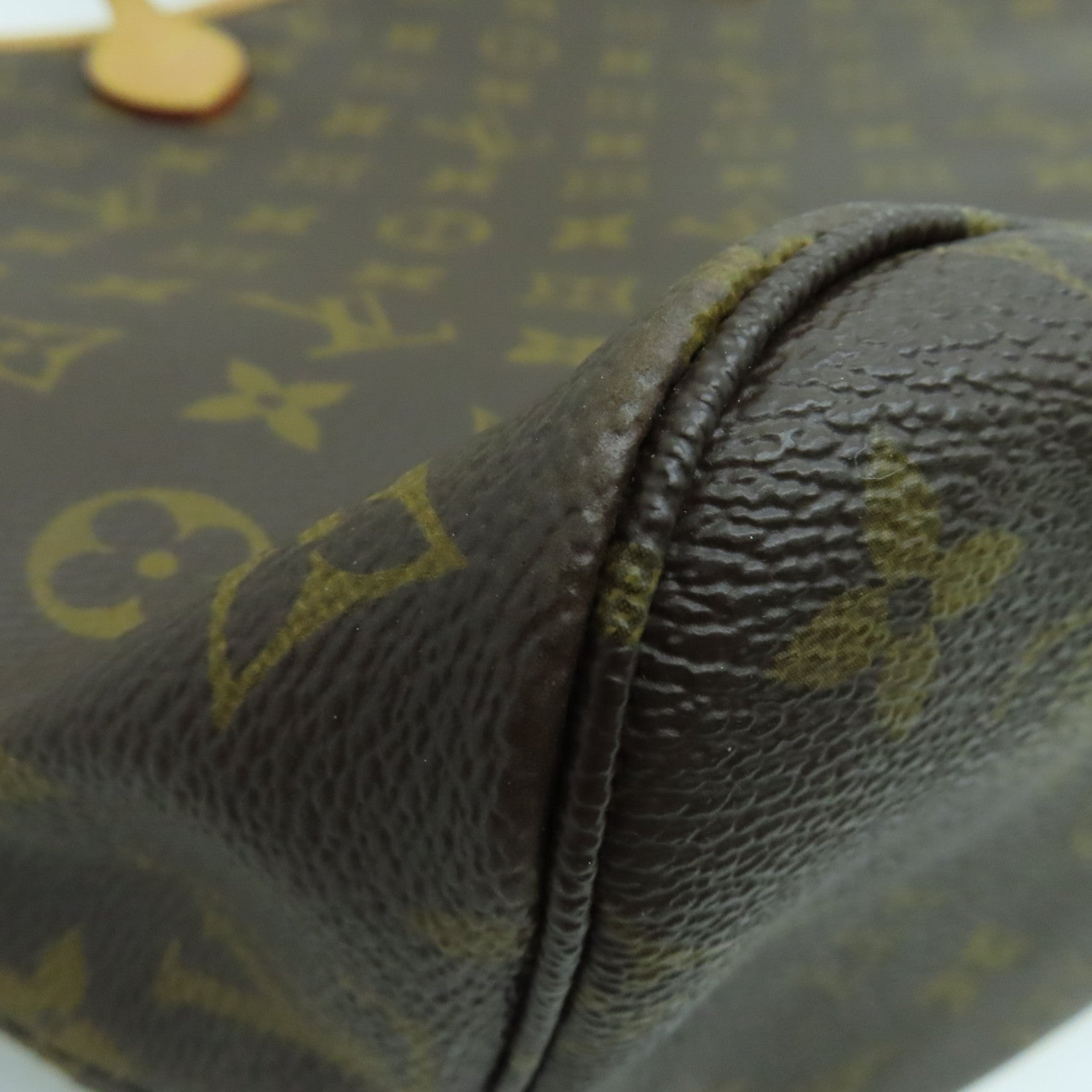 LOUIS VUITTON Monogram Neverfull MM金扣手挽袋啡色