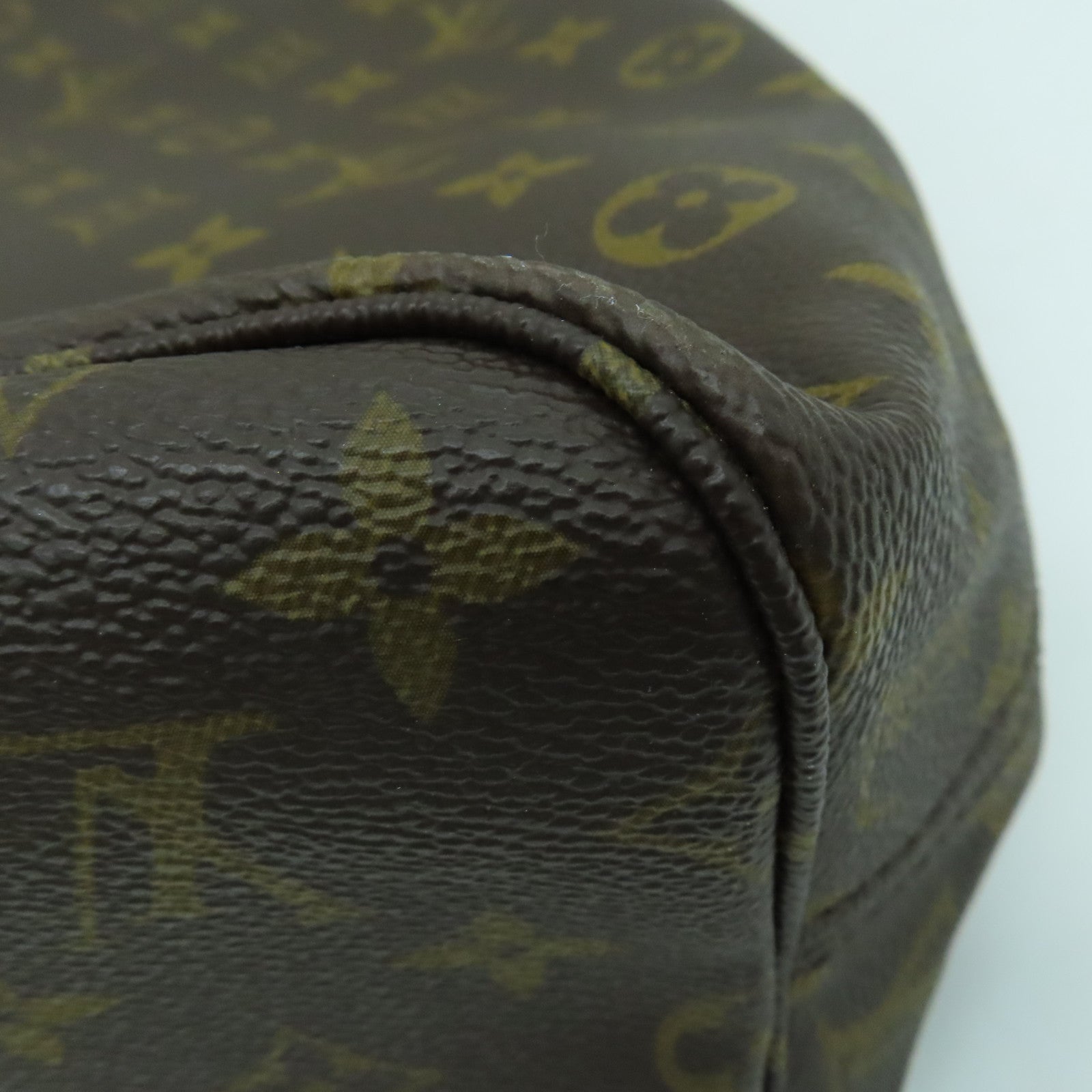 LOUIS VUITTON Monogram Neverfull MM金扣手挽袋啡色
