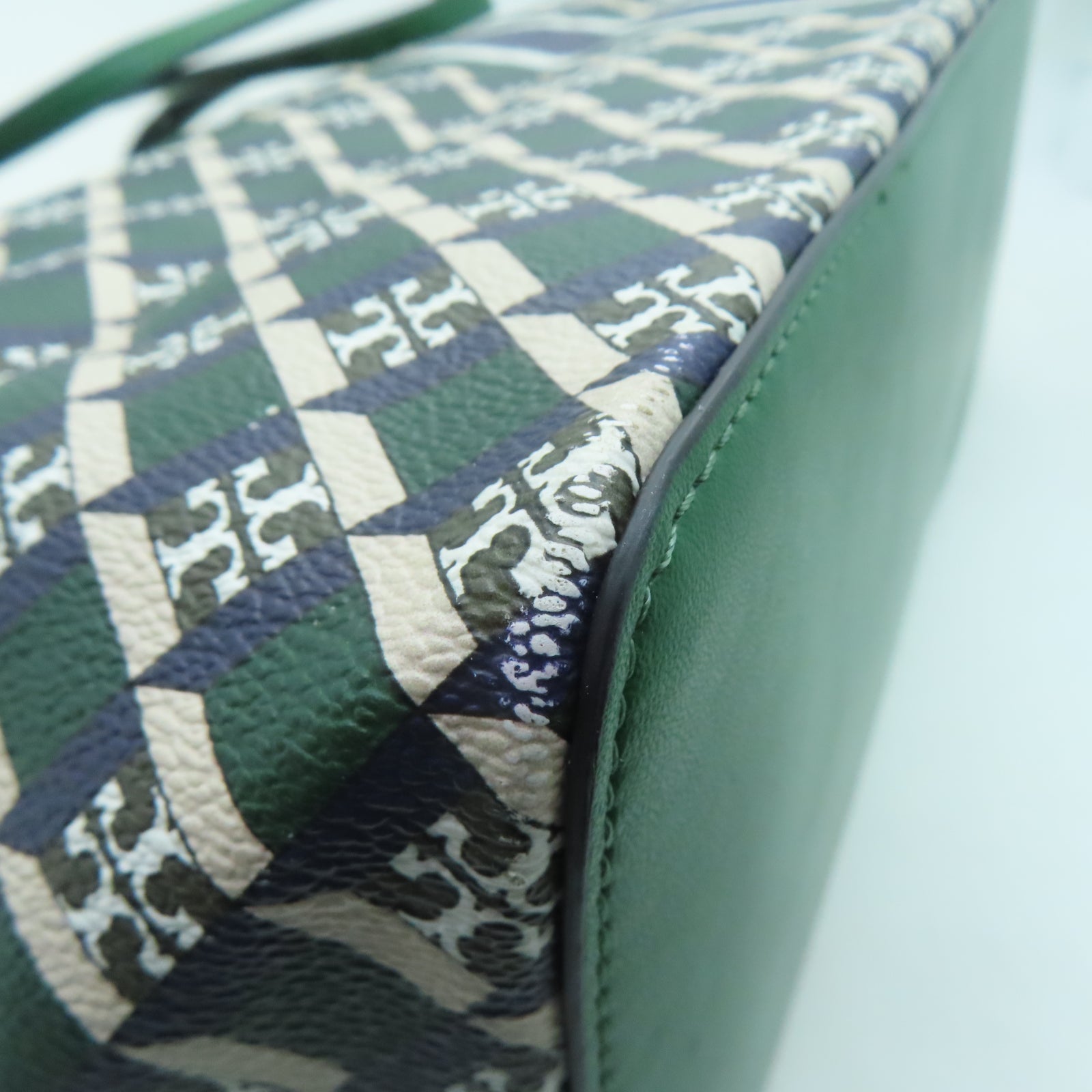 Tory Burch 塗層帆布Tote Bag金扣手挽袋綠色