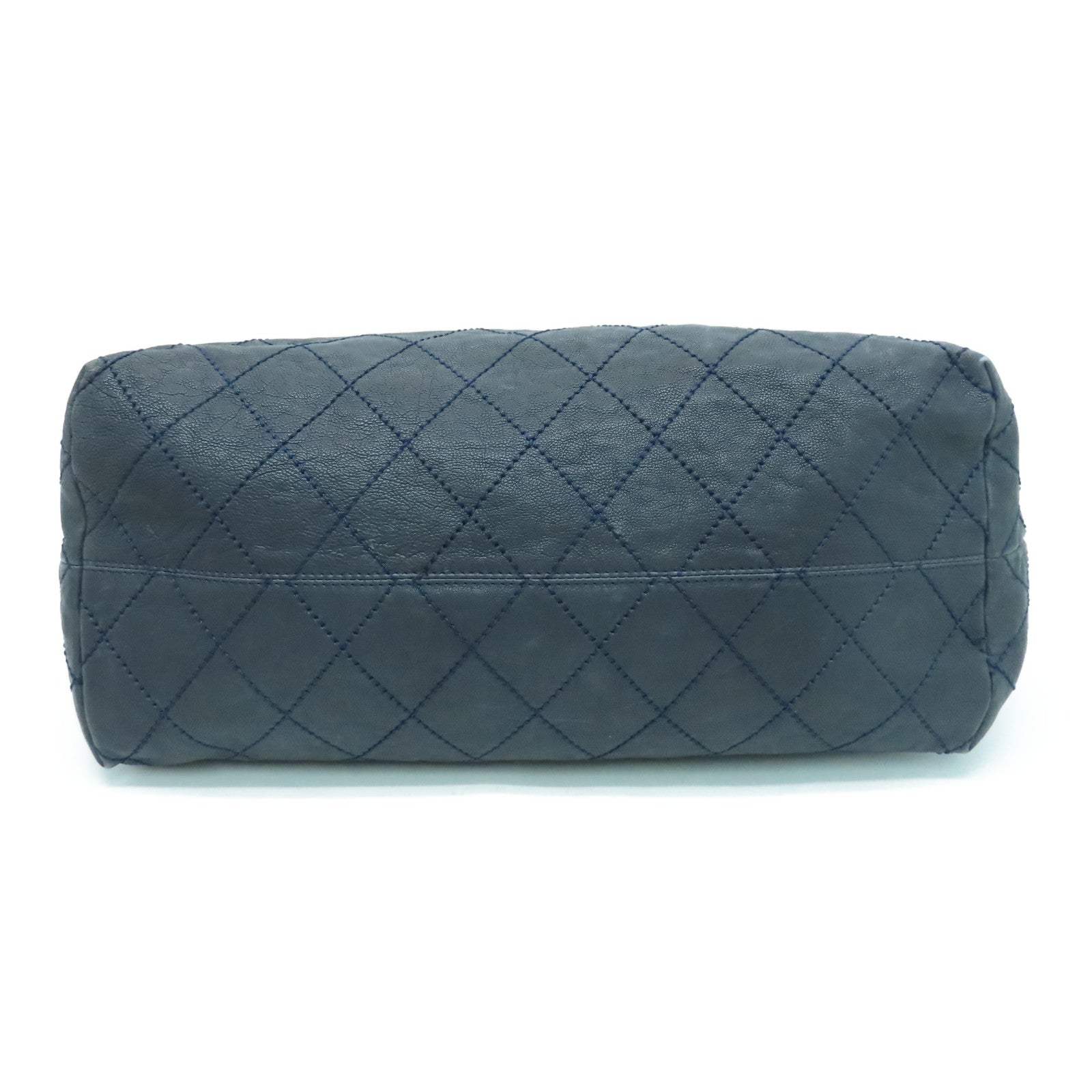 CHANEL Cowhide Leather Chain Shoulder Silver Buckle Shoulder Bag Gray