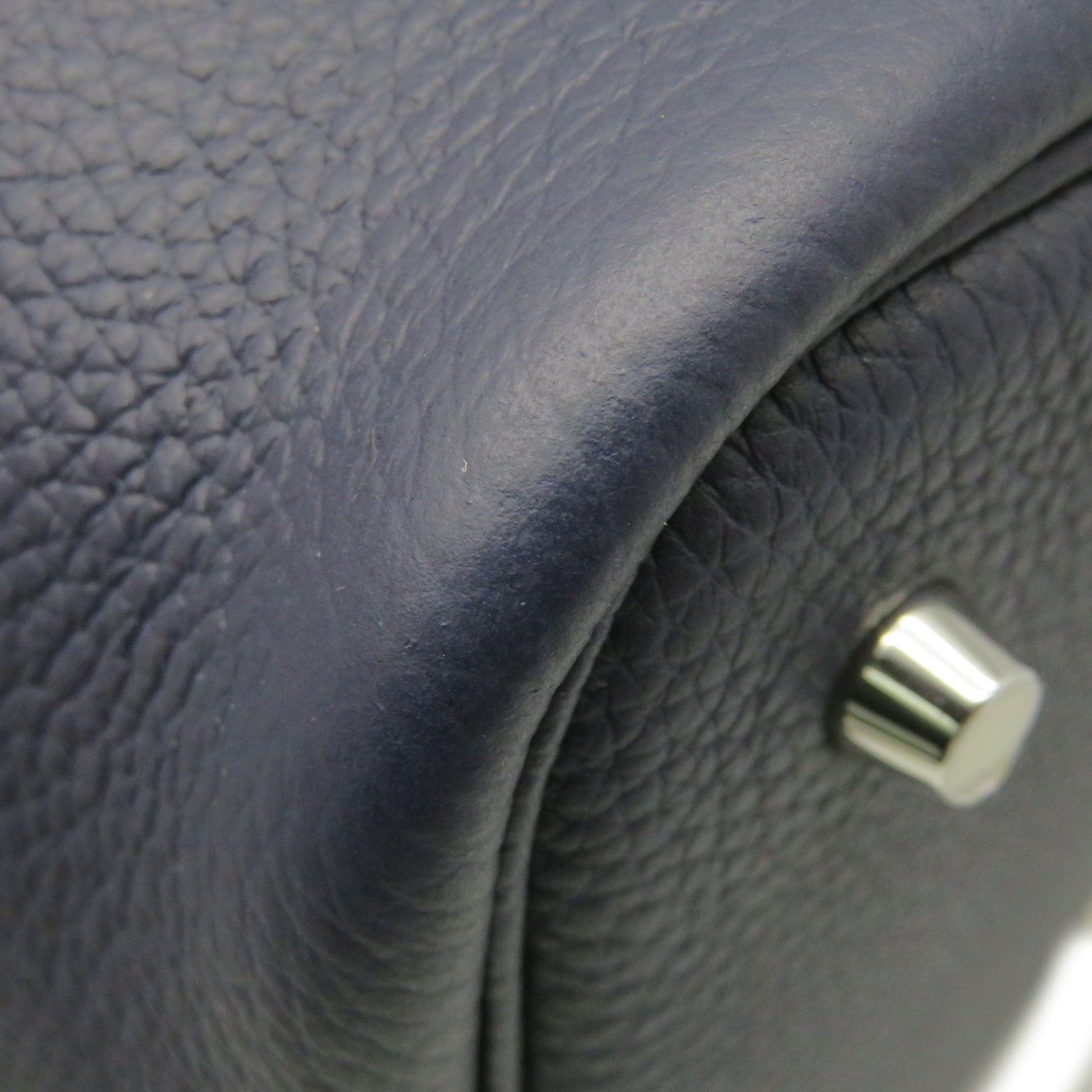 HERMES Swift Leather Picotin MM Tote Bag Silver Buckle Handle Bag Bleu Nuit/Bleu Frace Blue