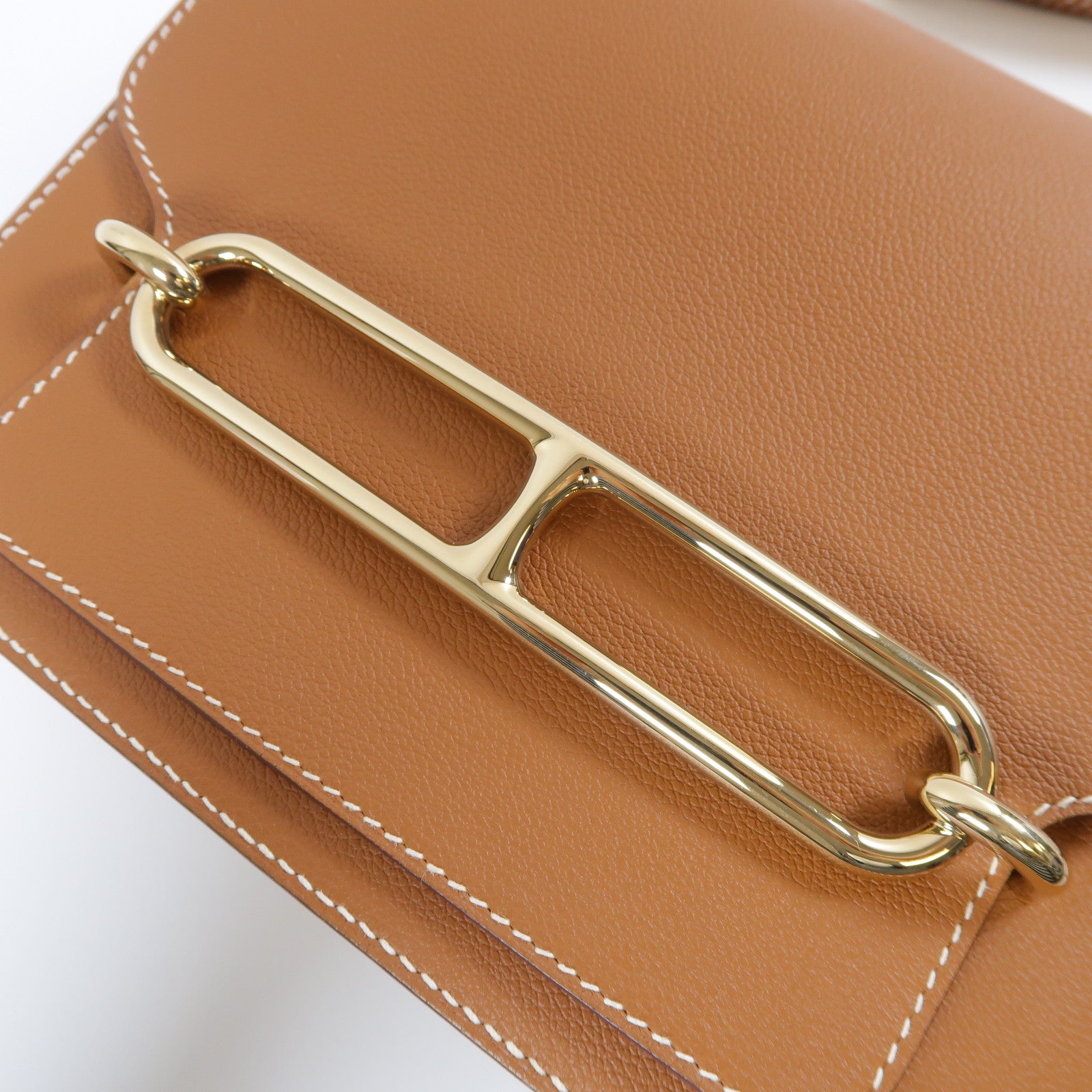 HERMES Evercolor皮革Roulis 23金扣肩背袋Gold經典駝色