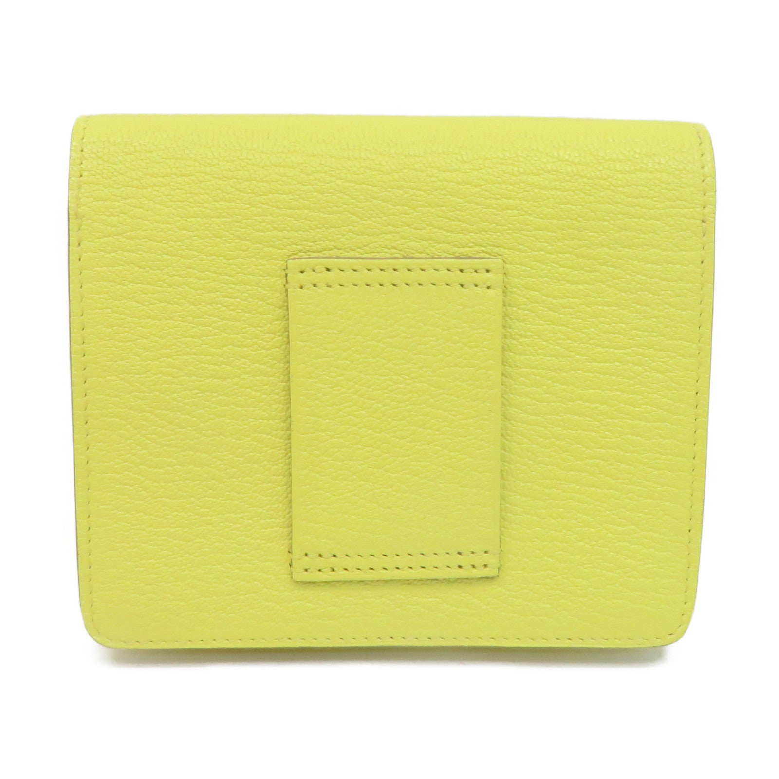 HERMES 【激減優惠】Chevre皮革Roulis Slim Wallet銀扣短錢腰包兩用袋Lemoncello黃色
