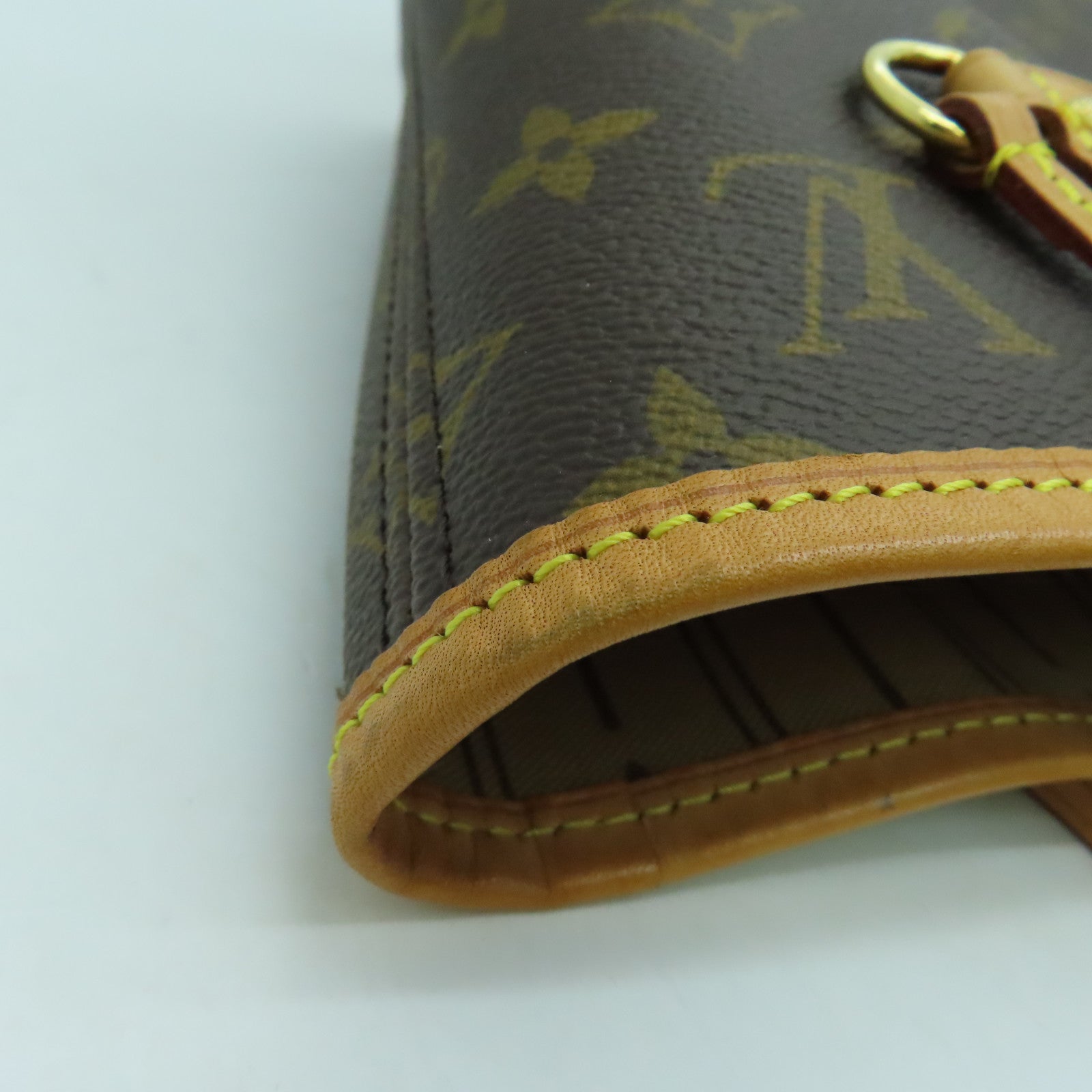 LOUIS VUITTON Monogram Neverfull MM金扣手挽袋啡色