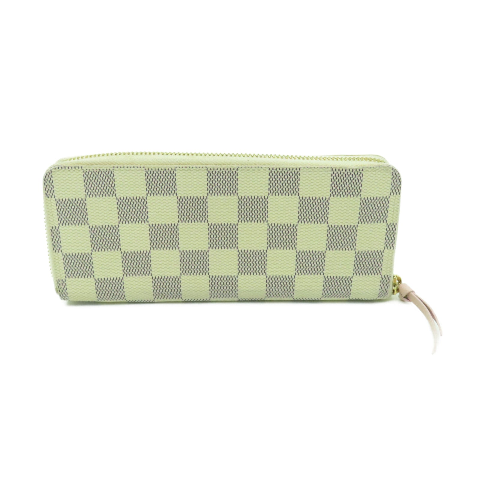 LOUIS VUITTON Damier Azur Clemence Wallet金扣長錢包白色