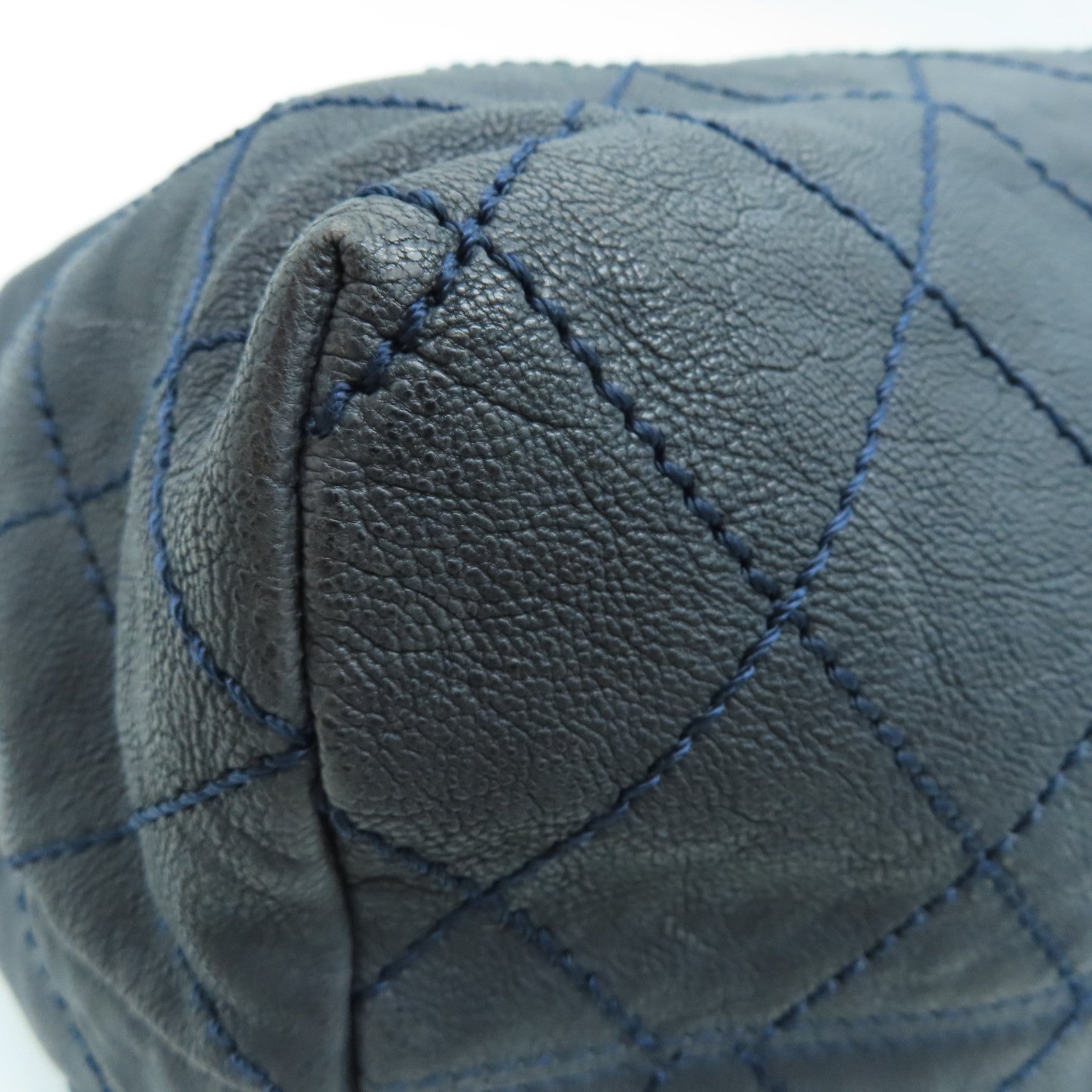 CHANEL Cowhide Leather Chain Shoulder Silver Buckle Shoulder Bag Gray