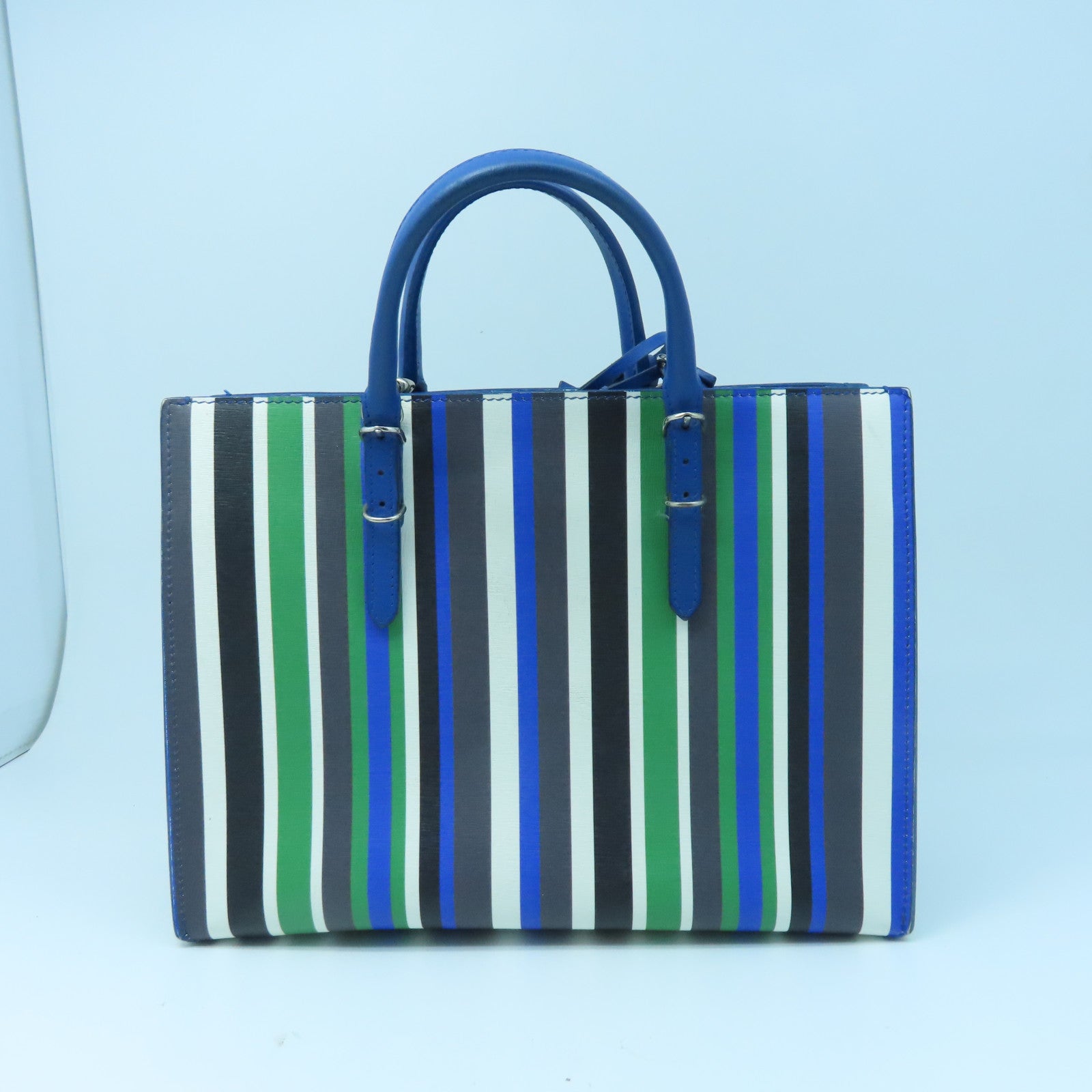 BALENCIAGA 牛皮皮革Papier A6 Zip銀扣手挽肩背兩用袋藍色