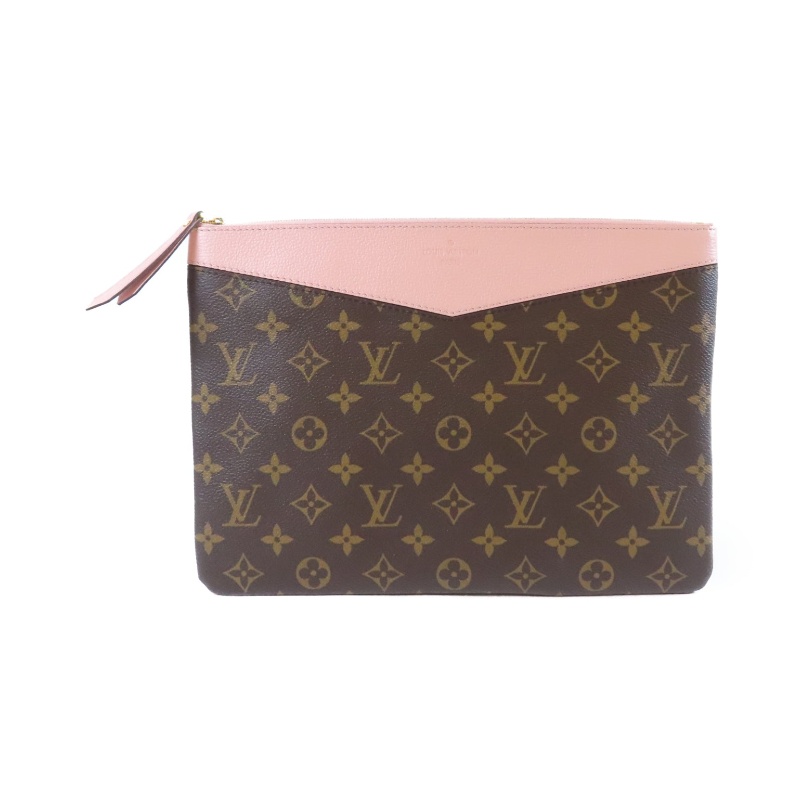 LOUIS VUITTON Monogram Daily Pouch金扣手拿包啡色/粉紅色