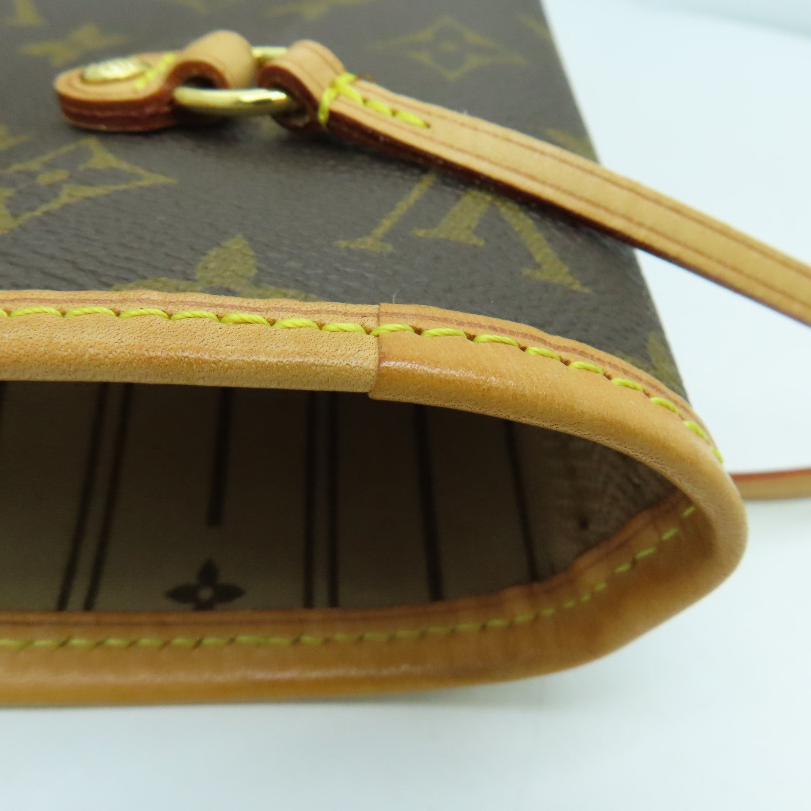 LOUIS VUITTON Monogram Neverfull MM金扣手挽袋啡色