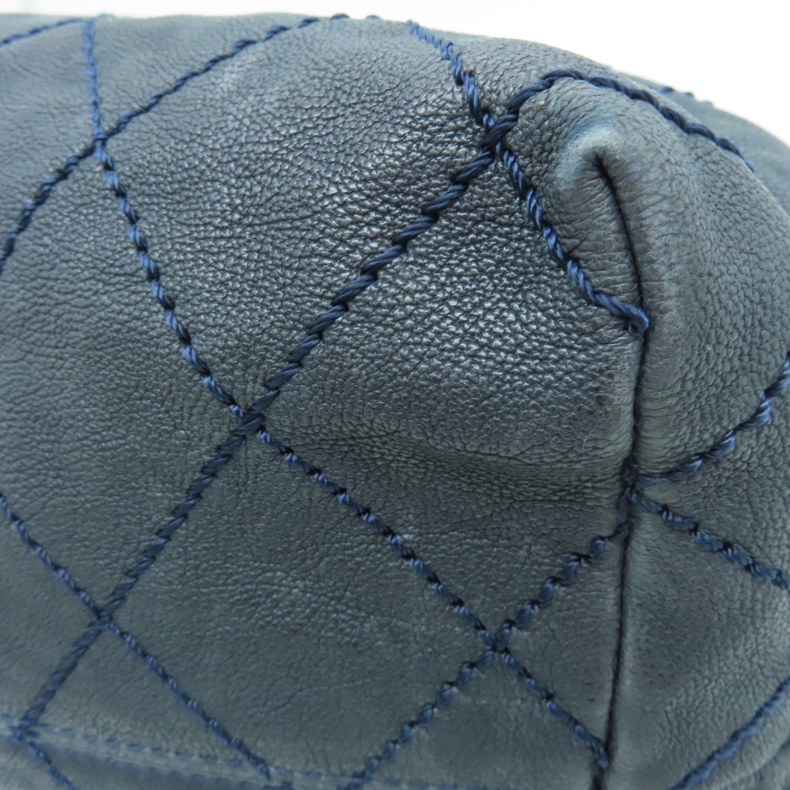 CHANEL Cowhide Leather Chain Shoulder Silver Buckle Shoulder Bag Gray