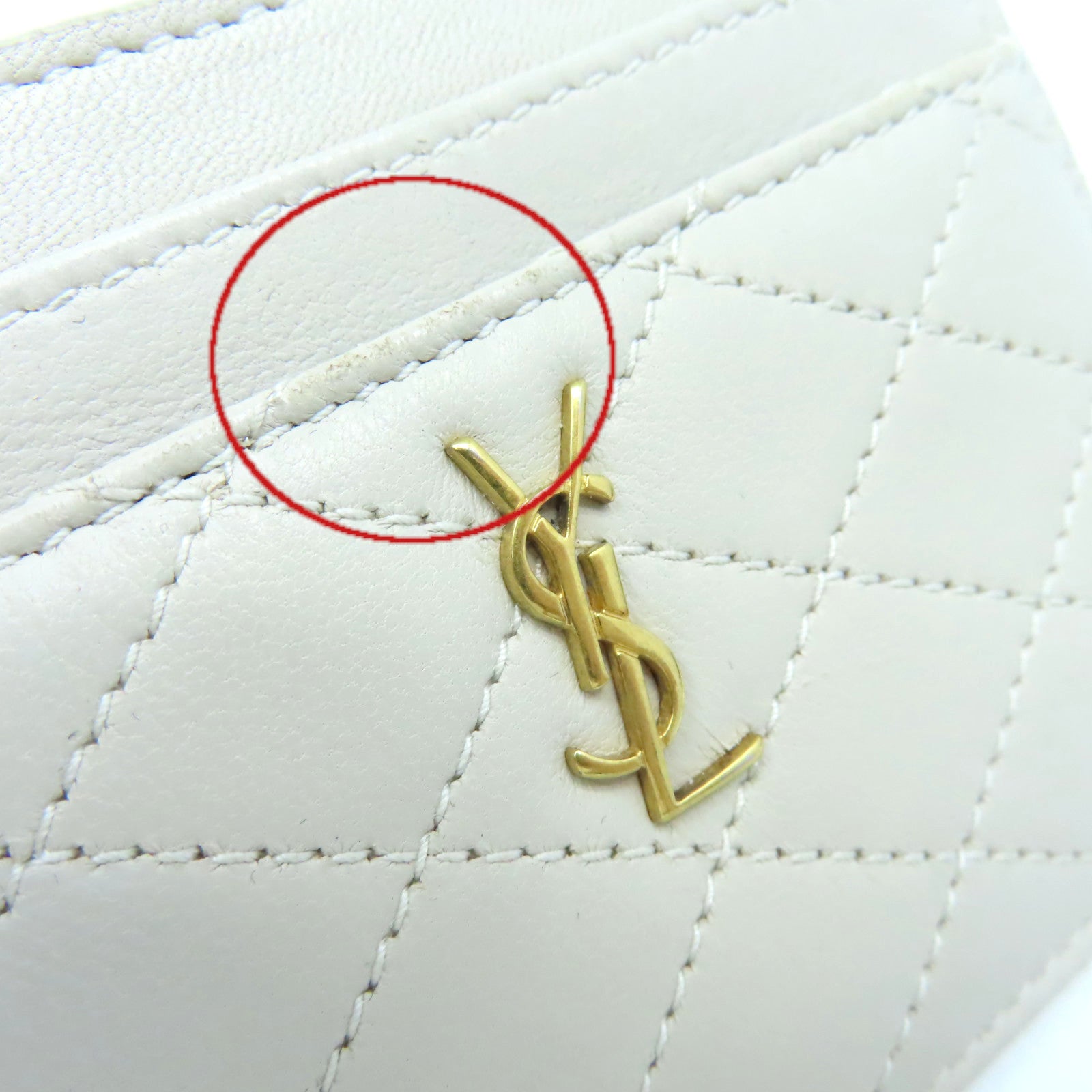 SAINT LAURENT 牛皮皮革Card Case卡片套米白色
