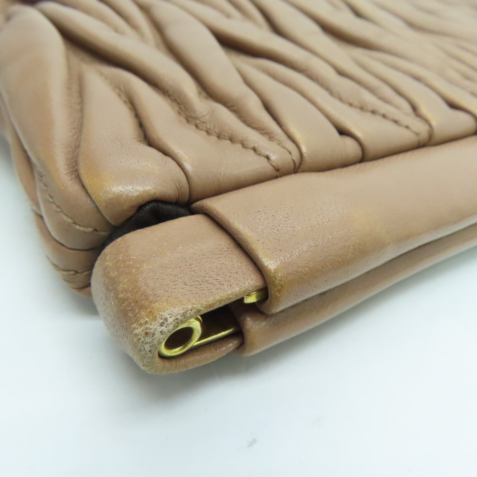 Miu Miu Calfskin Leather Clutch Bag Gold Buckle Clutch Dark Pink