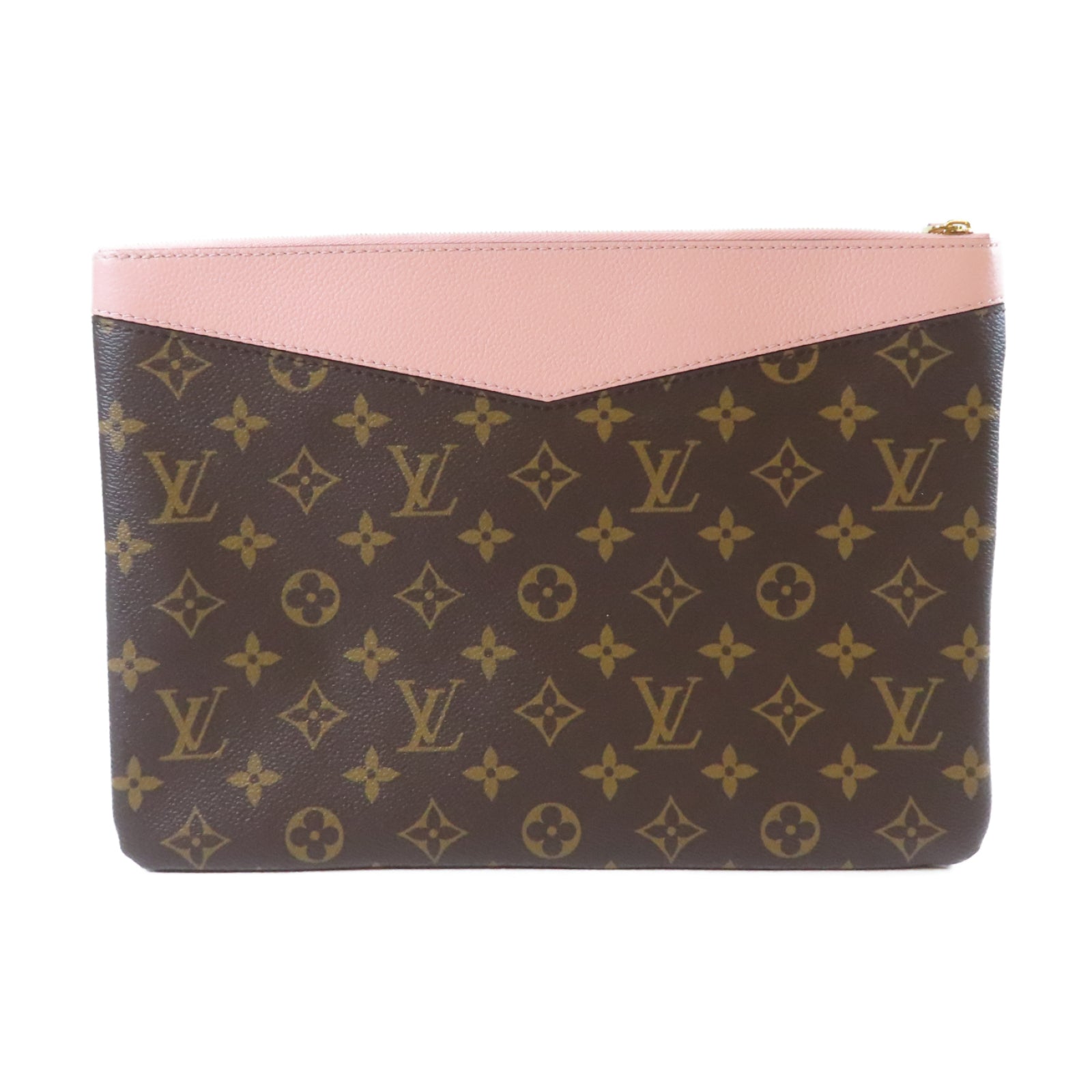 LOUIS VUITTON Monogram Daily Pouch金扣手拿包啡色/粉紅色