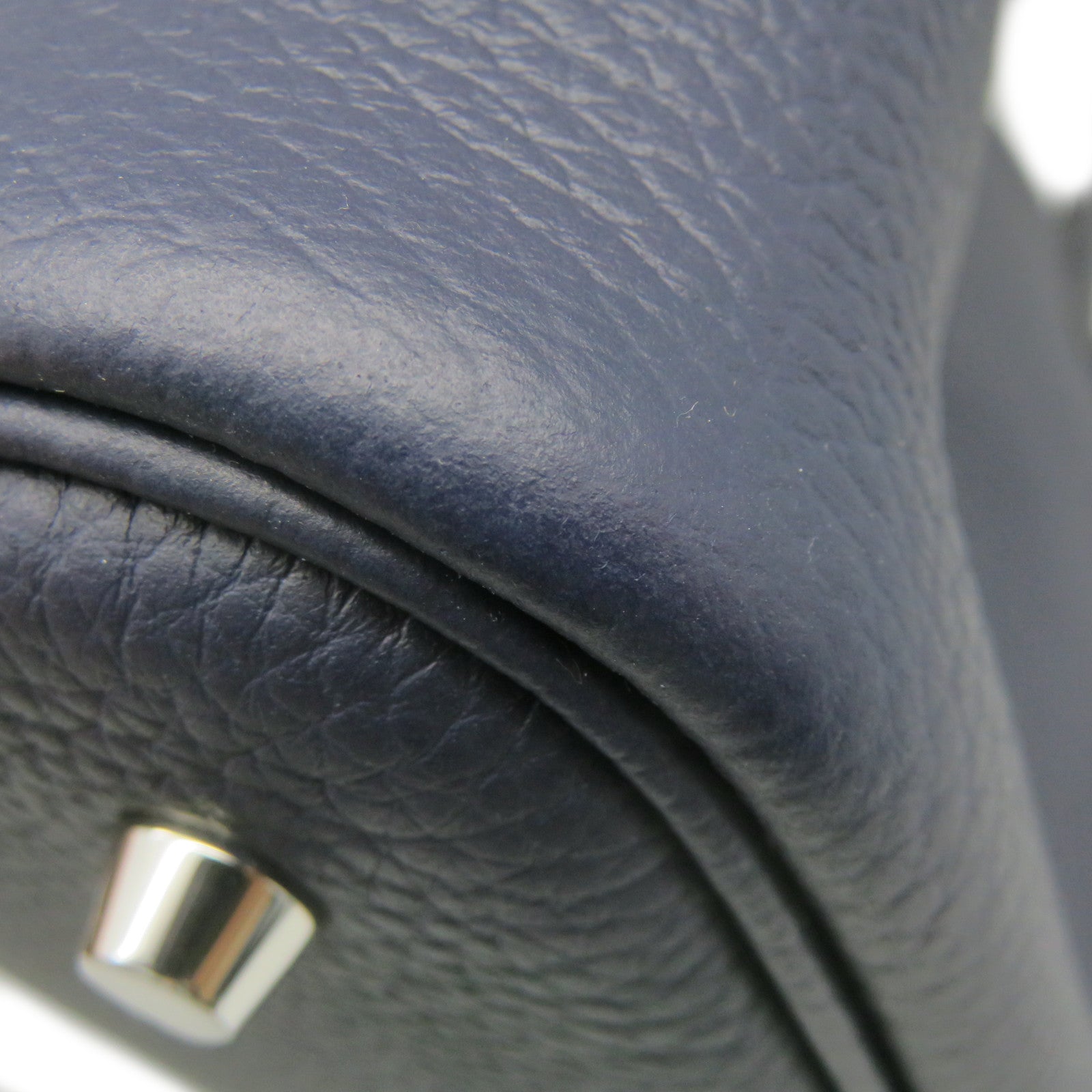 HERMES Swift Leather Picotin MM Tote Bag Silver Buckle Handle Bag Bleu Nuit/Bleu Frace Blue