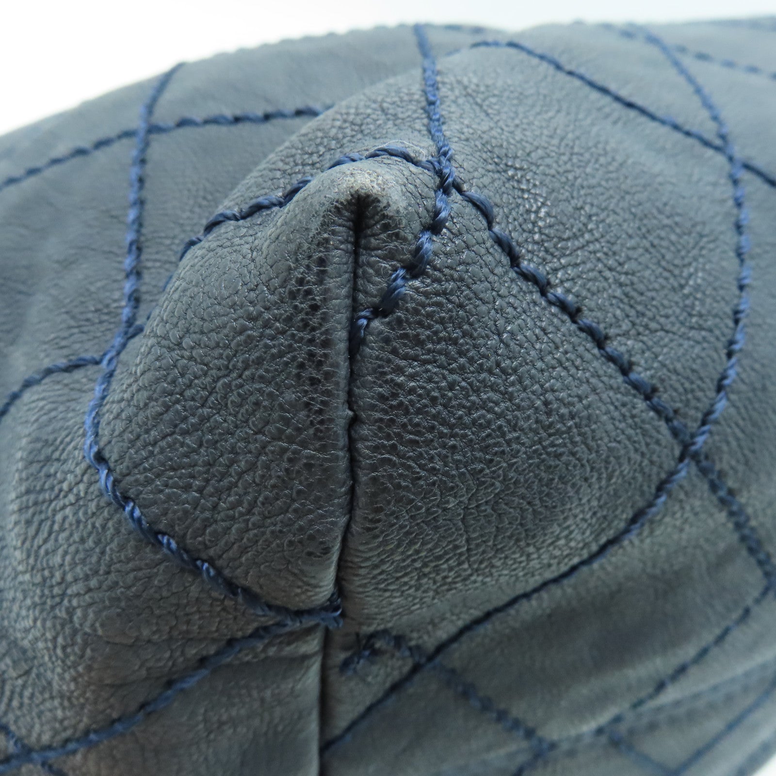 CHANEL Cowhide Leather Chain Shoulder Silver Buckle Shoulder Bag Gray