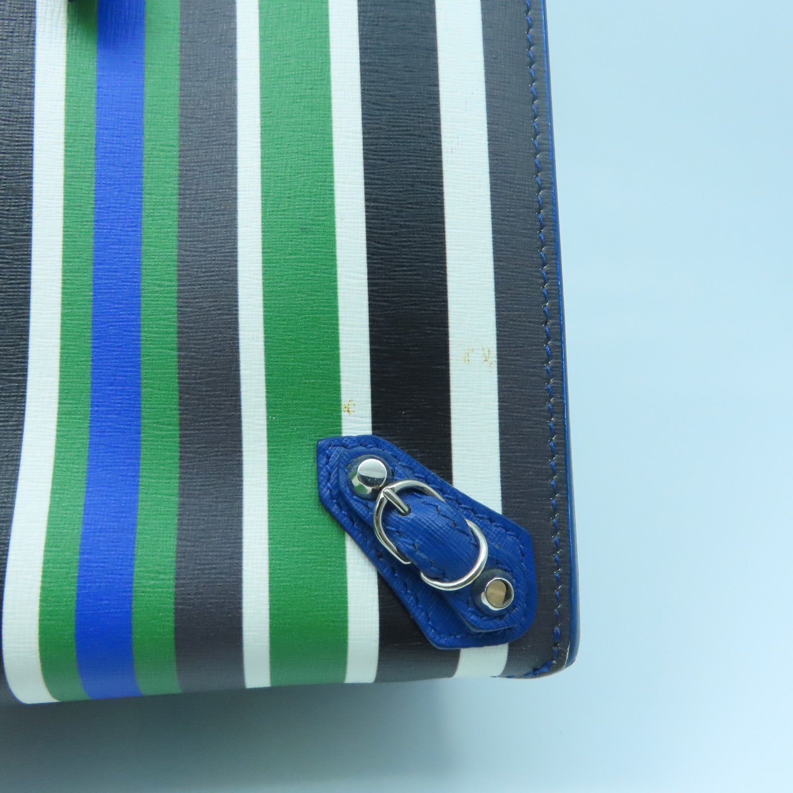BALENCIAGA 牛皮皮革Papier A6 Zip銀扣手挽肩背兩用袋藍色