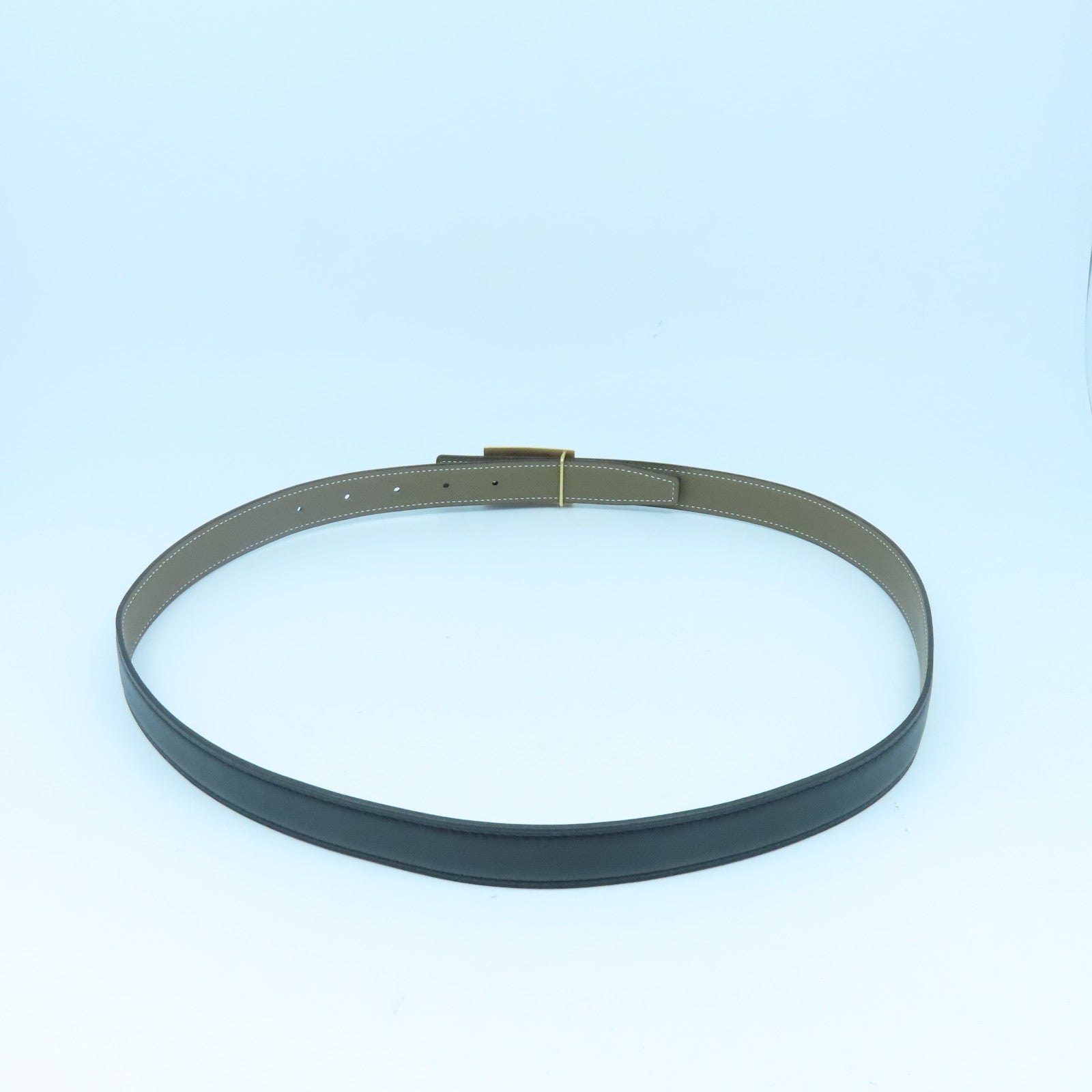 HERMES Epsom皮革/Swift皮革Collier De Chien金扣皮带Black/Etoupe黑色/杏色