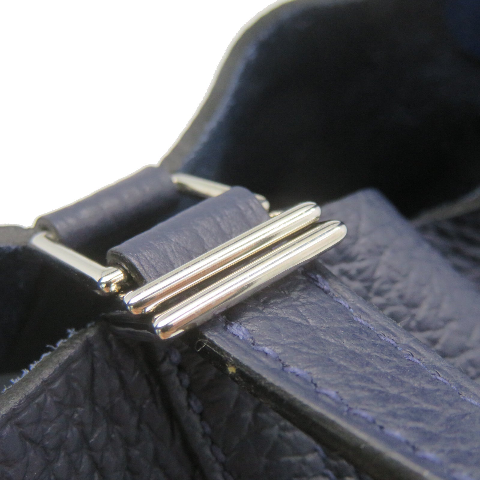 HERMES Swift Leather Picotin MM Tote Bag Silver Buckle Handle Bag Bleu Nuit/Bleu Frace Blue