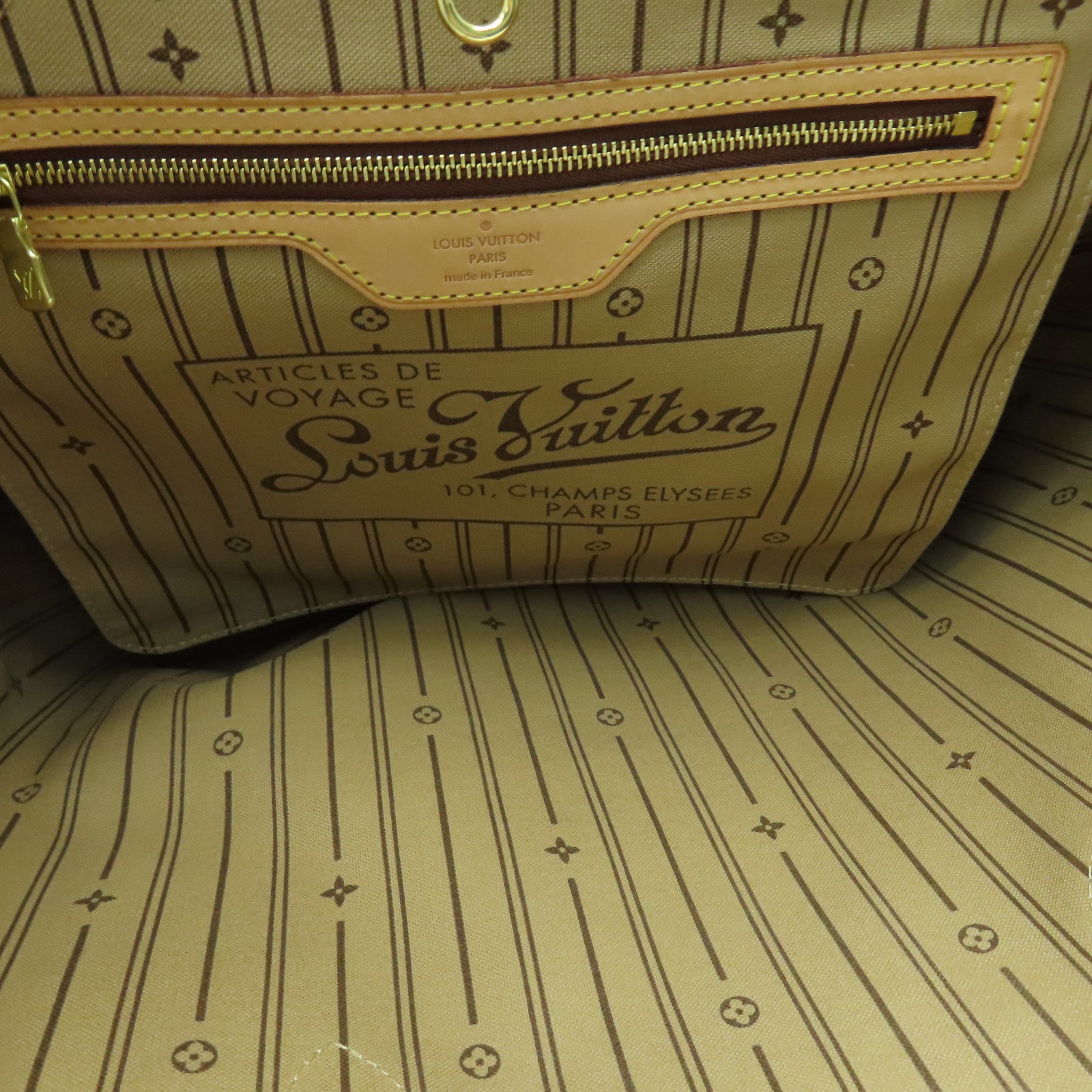 LOUIS VUITTON Monogram Neverfull MM金扣手挽袋啡色