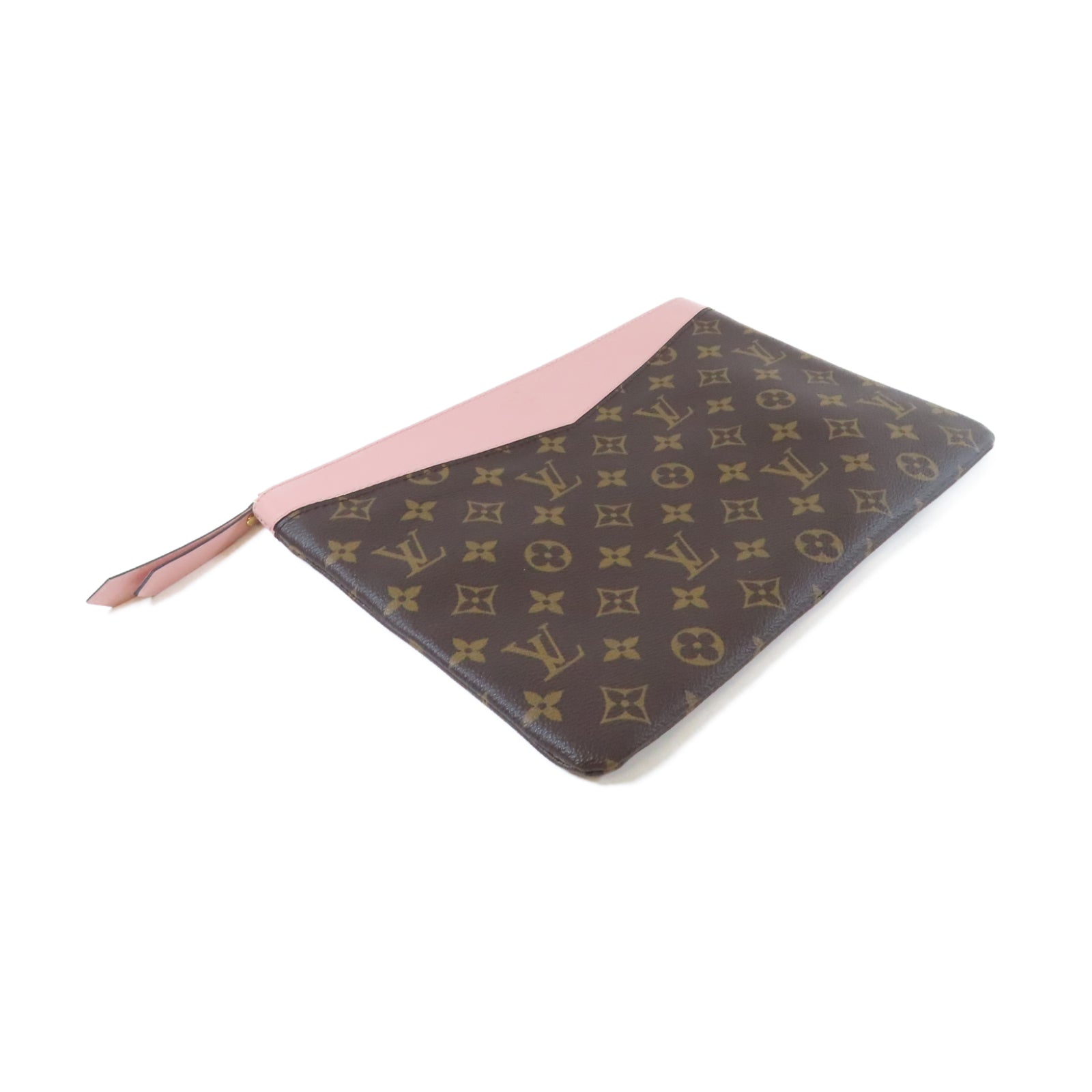LOUIS VUITTON Monogram Daily Pouch金扣手拿包啡色/粉紅色