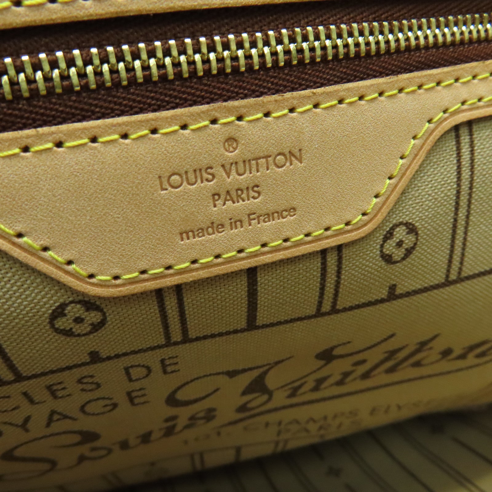 LOUIS VUITTON Monogram Neverfull MM金扣手挽袋啡色