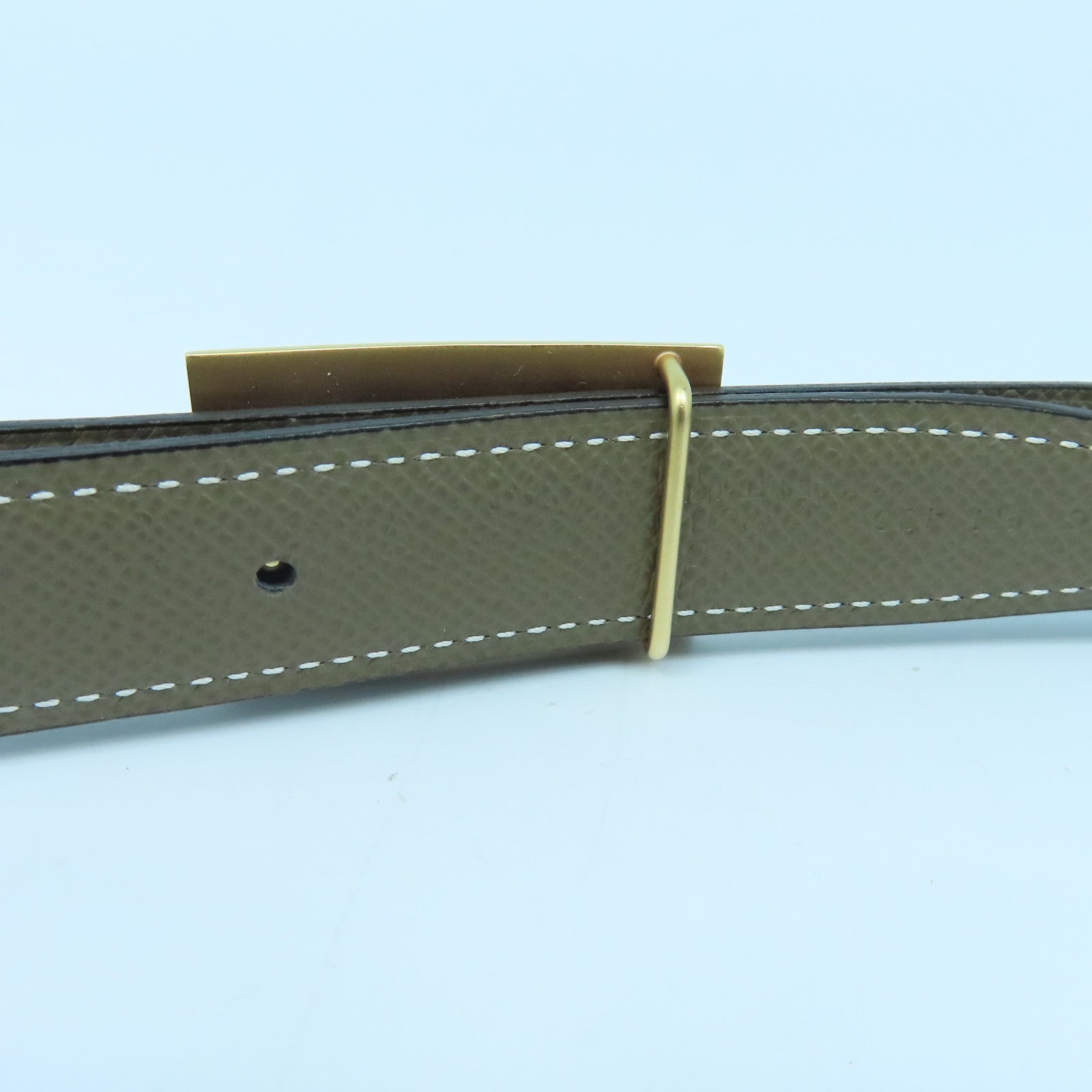 HERMES Epsom皮革/Swift皮革Collier De Chien金扣皮带Black/Etoupe黑色/杏色