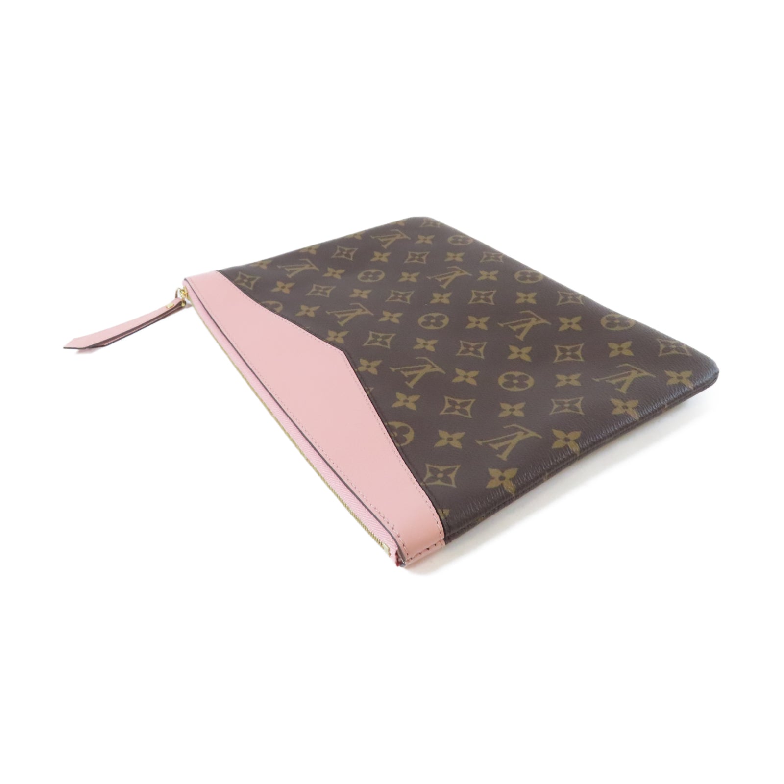 LOUIS VUITTON Monogram Daily Pouch金扣手拿包啡色/粉紅色