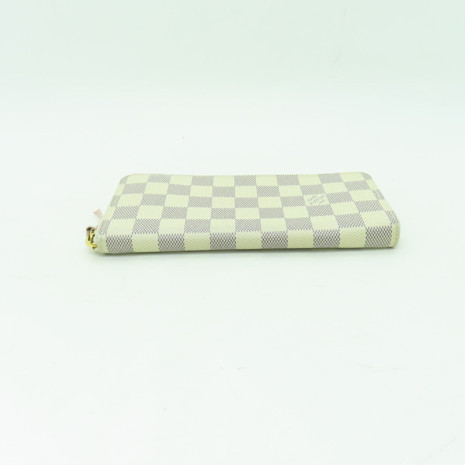LOUIS VUITTON Damier Azur Clemence Wallet金扣長錢包白色