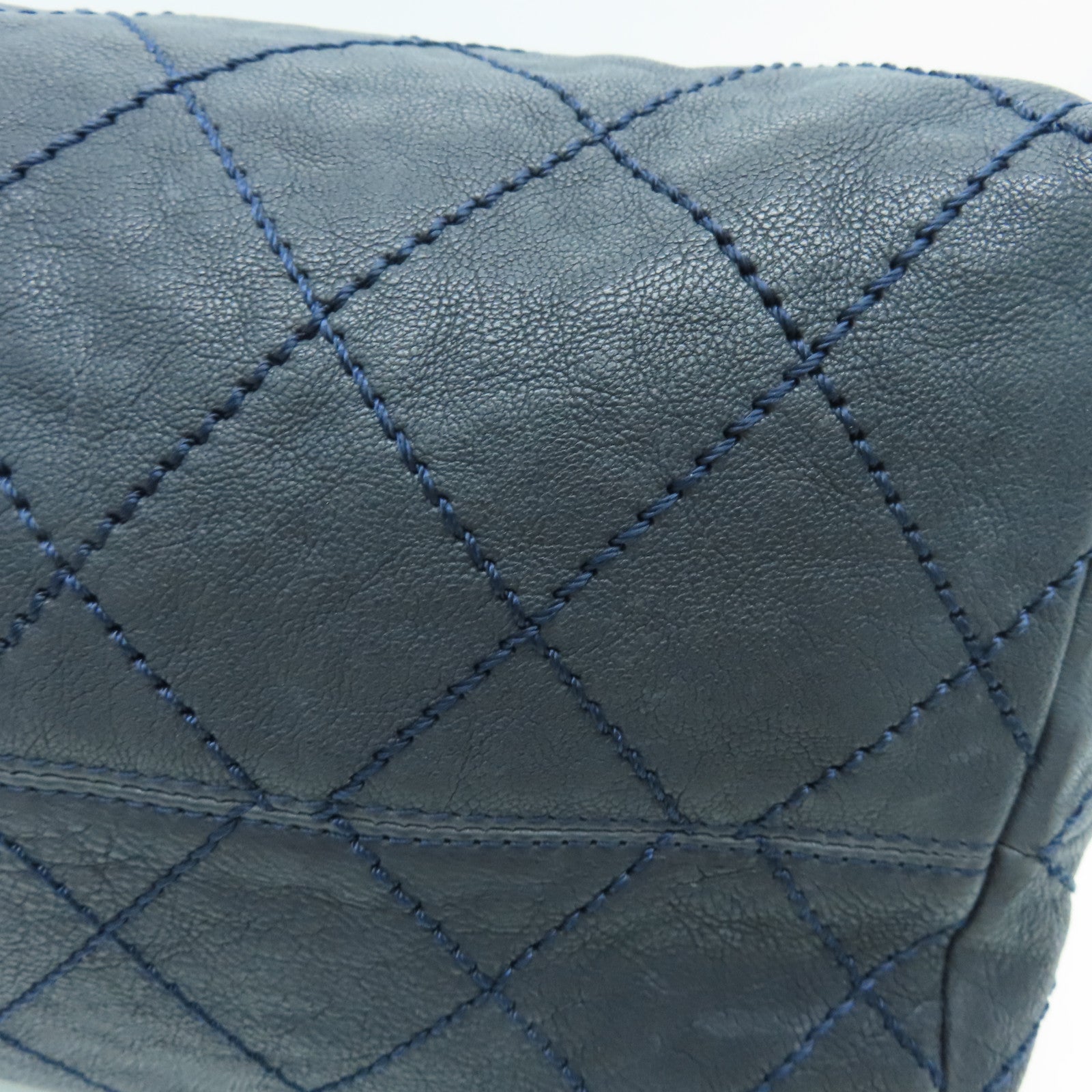 CHANEL Cowhide Leather Chain Shoulder Silver Buckle Shoulder Bag Gray