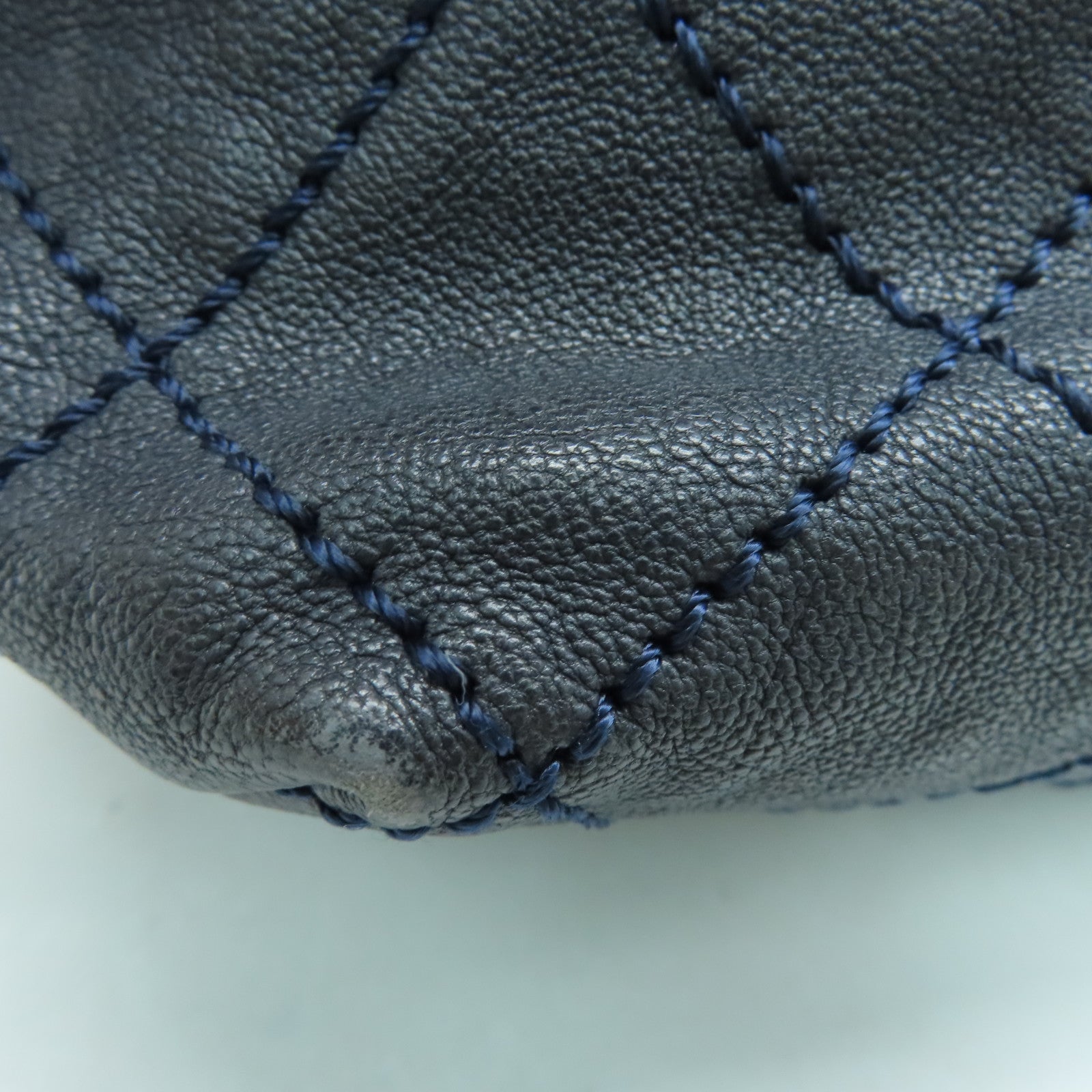 CHANEL Cowhide Leather Chain Shoulder Silver Buckle Shoulder Bag Gray