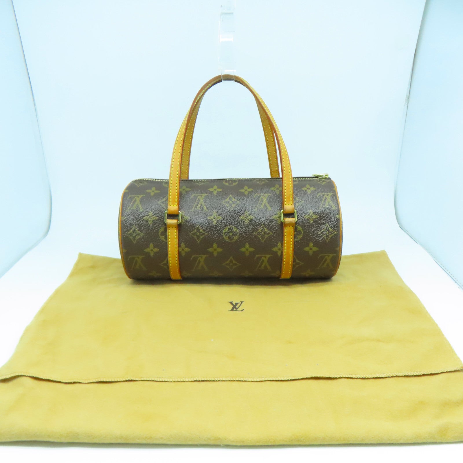 LOUIS VUITTON Monogram Papillon PM金扣手挽袋啡色