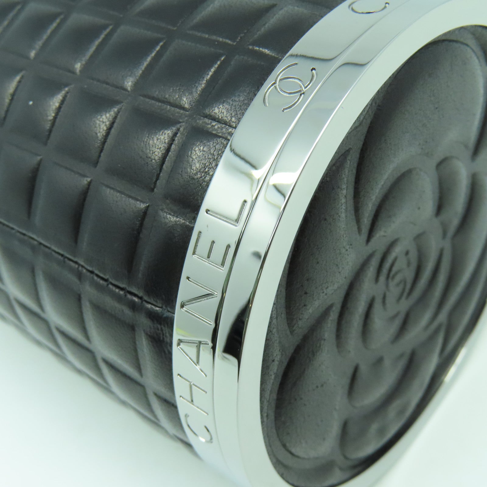 CHANEL 【激減優惠】牛皮皮革Chain Box銀扣鏈帶手拿包黑色